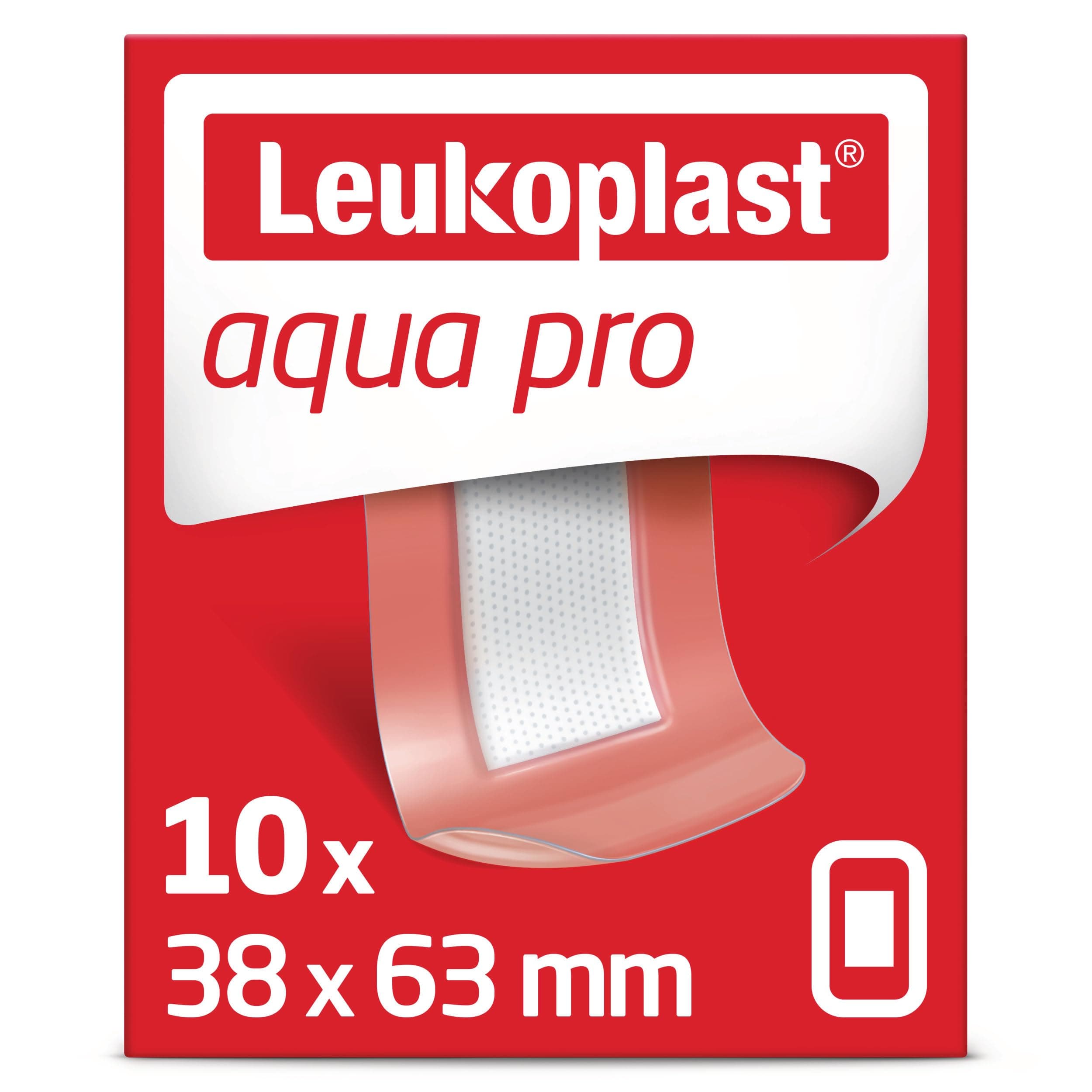Leukoplast Aqua Pro Dressing Plasters - Waterproof Extra-Thin Adhesive Wound Dressings - Ideal for Swimming/Bathing - Absorbant Padding - 10 PCs