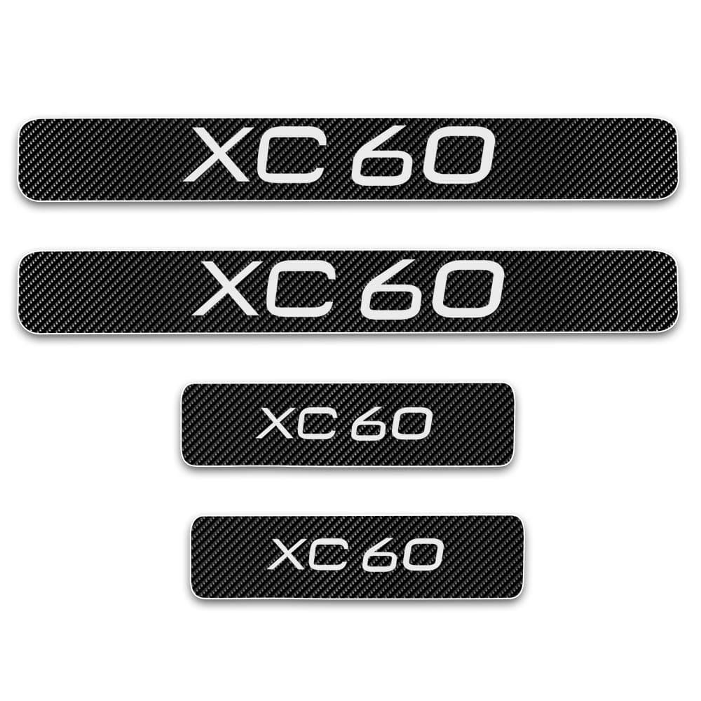 for Volvo XC60 Door Sill Protector Reflective 4D Carbon Fiber Sticker Door Entry Guard Door Sill Scuff Plate Stickers Auto Accessories 4Pcs White