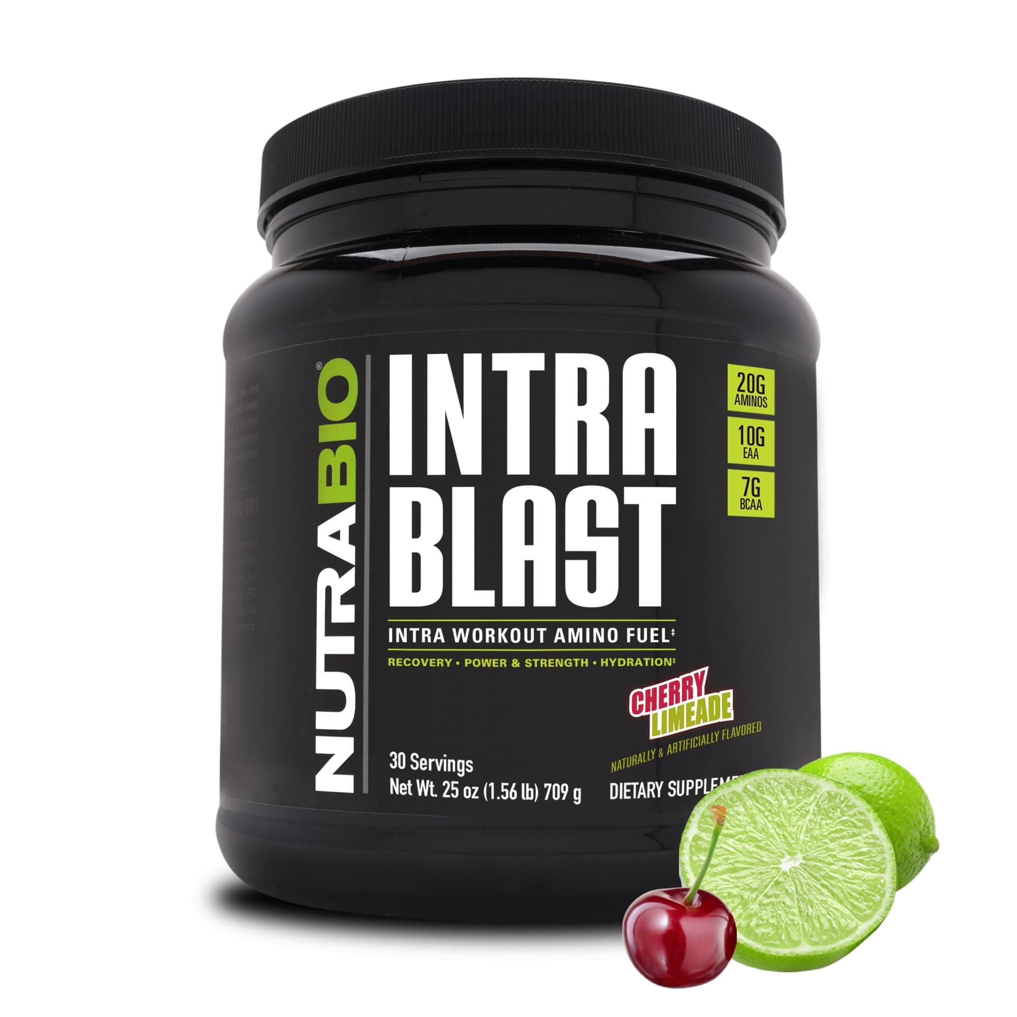 NutraBio Intra Blast Bcaa Powder Amino Acid Supplement, Electrolyte & Hydration Blend, Intra, Pre Workout & Muscle Recovery, 20g Eaa Amino Acids Powder, 5g Glutamine- Cherry Limeade, 30 Serving