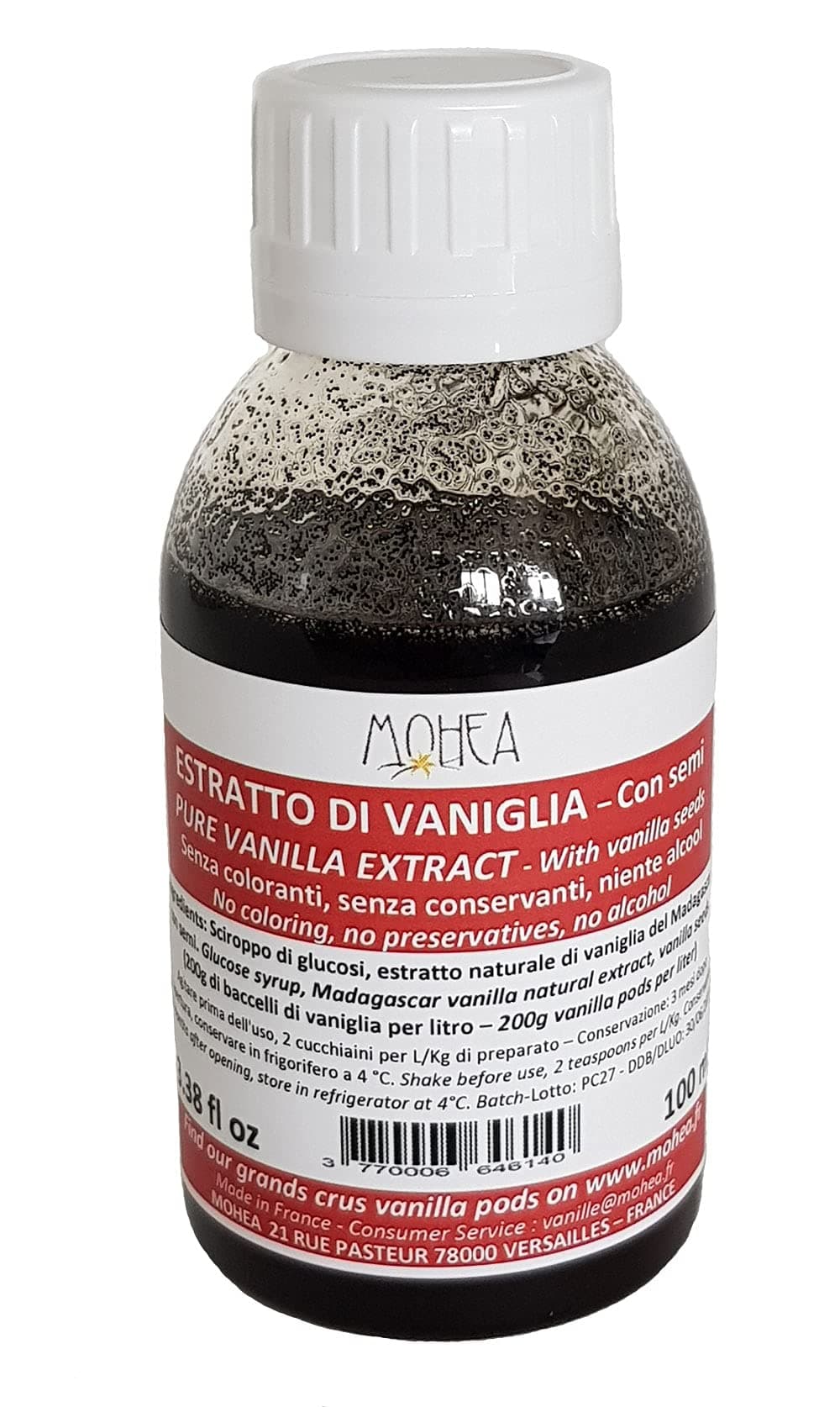 Pure Vanilla Extract / EXTRAIT DE Vanille - Bourbon / Madagascar - Avec Graines / with Vanilla Seeds - 200g/L - 100ml / 3.38 fl oz
