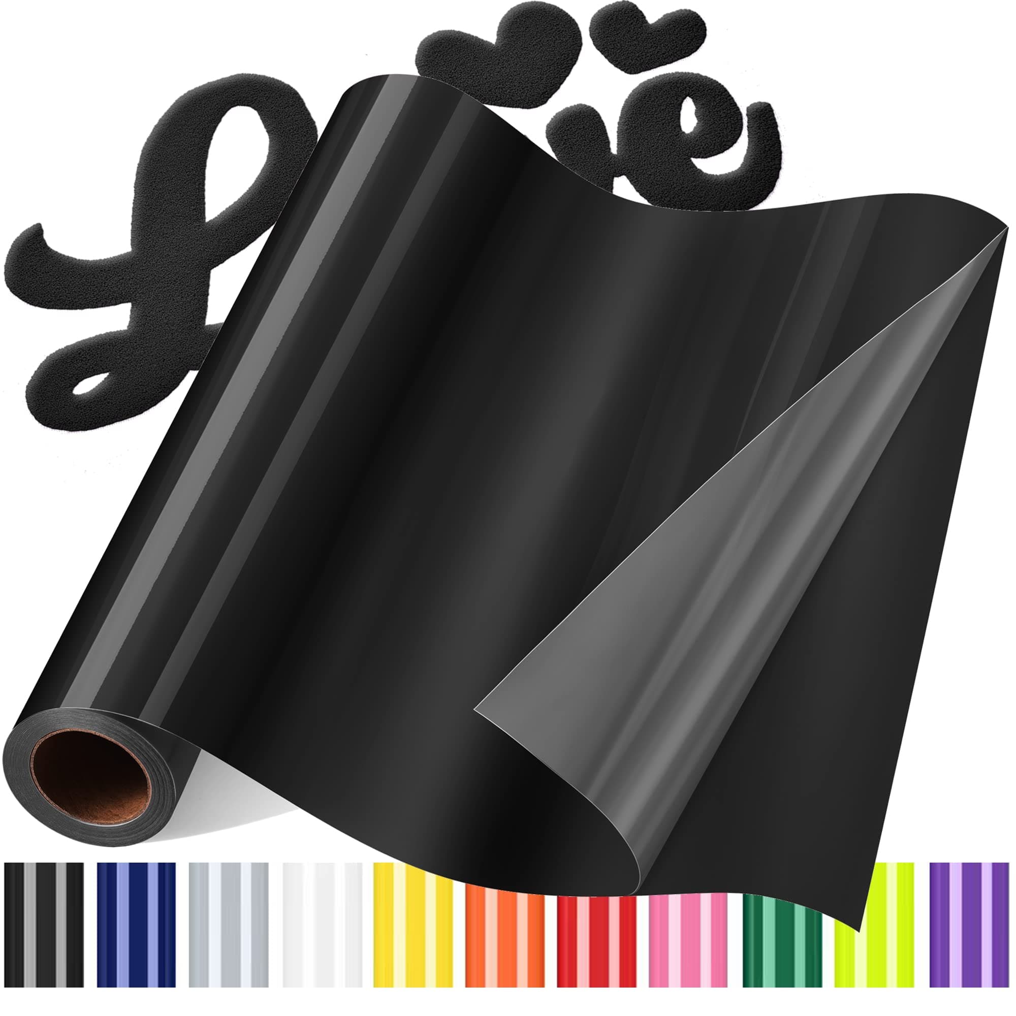 3D Puff Vinyl Heat Transfer for T-Shirts, 12''x6ft 3D Puff HTV Iron on Vinyl, Black 3D Puff Vinyl Heat Transfer HTV Roll for Heat Press Clothing