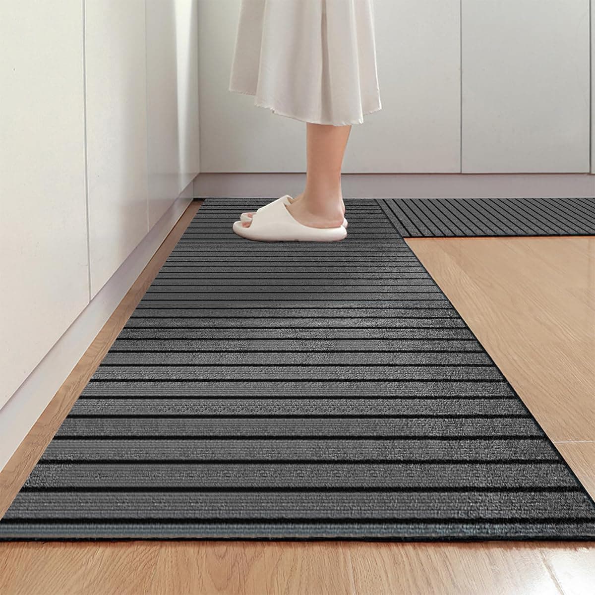 THMINS Kitchen Mat for Floor,Anti-Slip Rug,Washable Floor Runner Carpet Rugs and Mats Non-Skid Natural Rubber Set Front of Sink,Hallway,Laundry Room oil water resistant