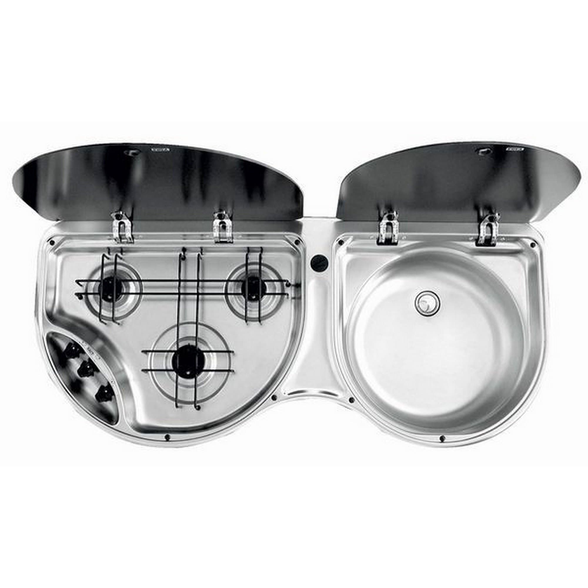 Smev 3 Burner And Sink Combination Caravan Unit (One Size) (Silver/Black)