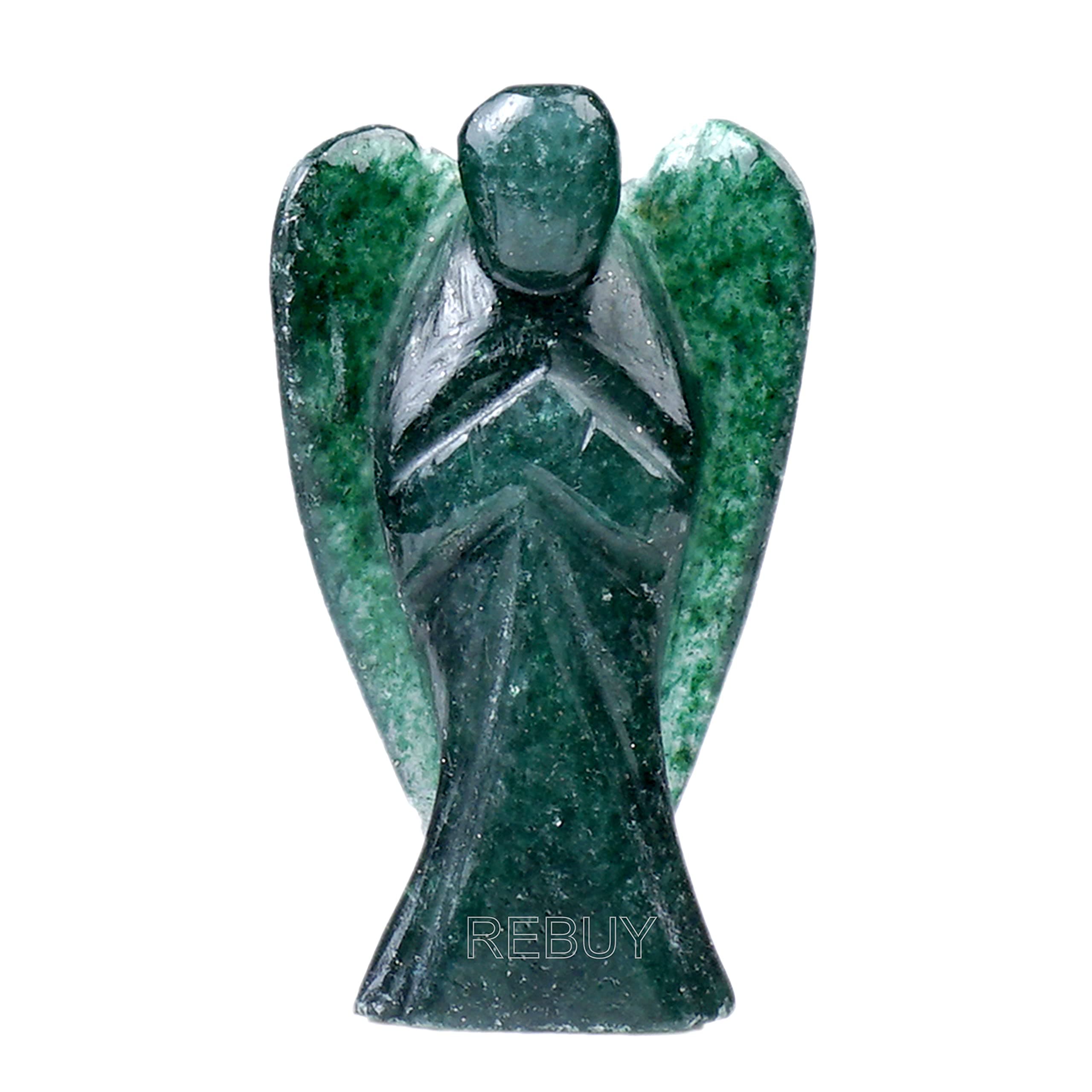 REBUY Green Jade Angel Crystal Angel Natural Healing Stone Angel Hand Carved Stone Angel Gift, Size 2 Inch