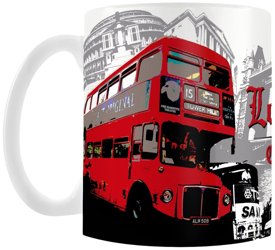 London Pyramid International (Red Bus Collage) Official Boxed Ceramic Coffee/Tea Mug, Multi-Colour, 11 oz/315 ml
