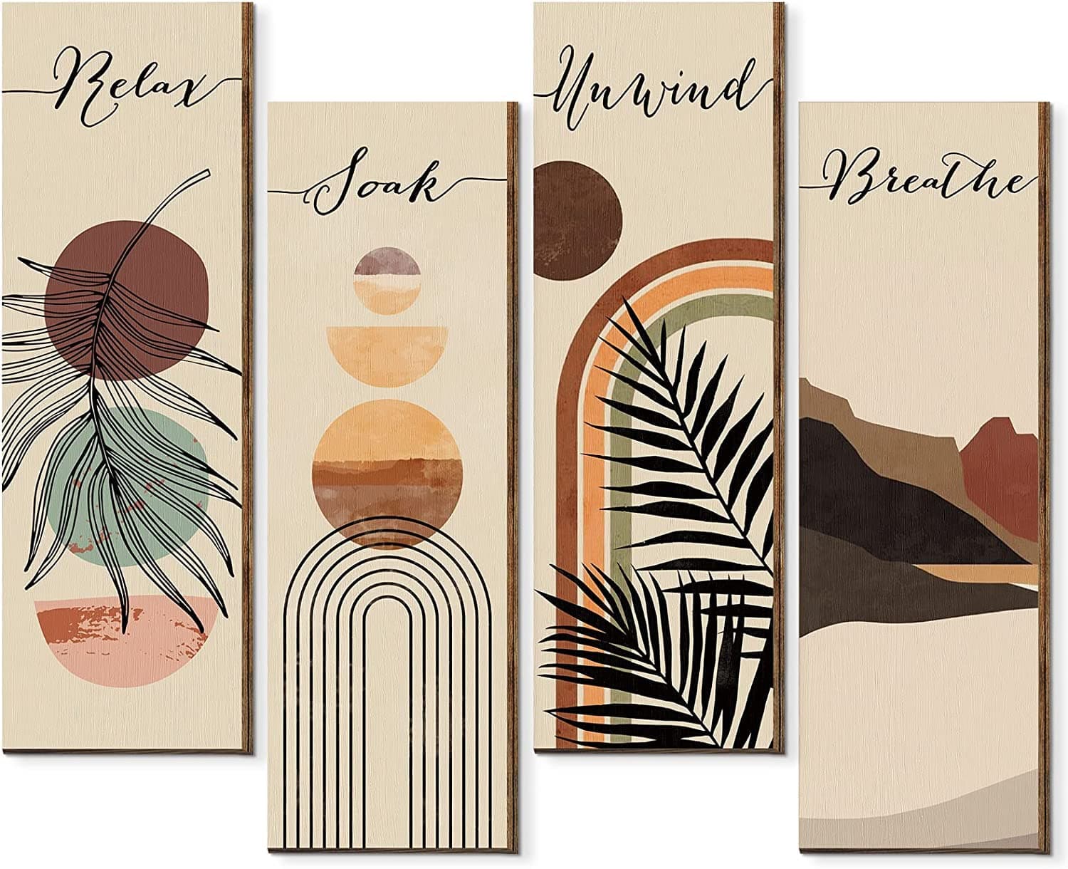 Wall Decor for Living Room - Wall Hangings for Home Decoration - Wall Decoration Items for Living Room - Wall Art - Bedroom Wall Decor - Wooden Wall Hanging Decor - Double Tape wall decor, 4 Pieces