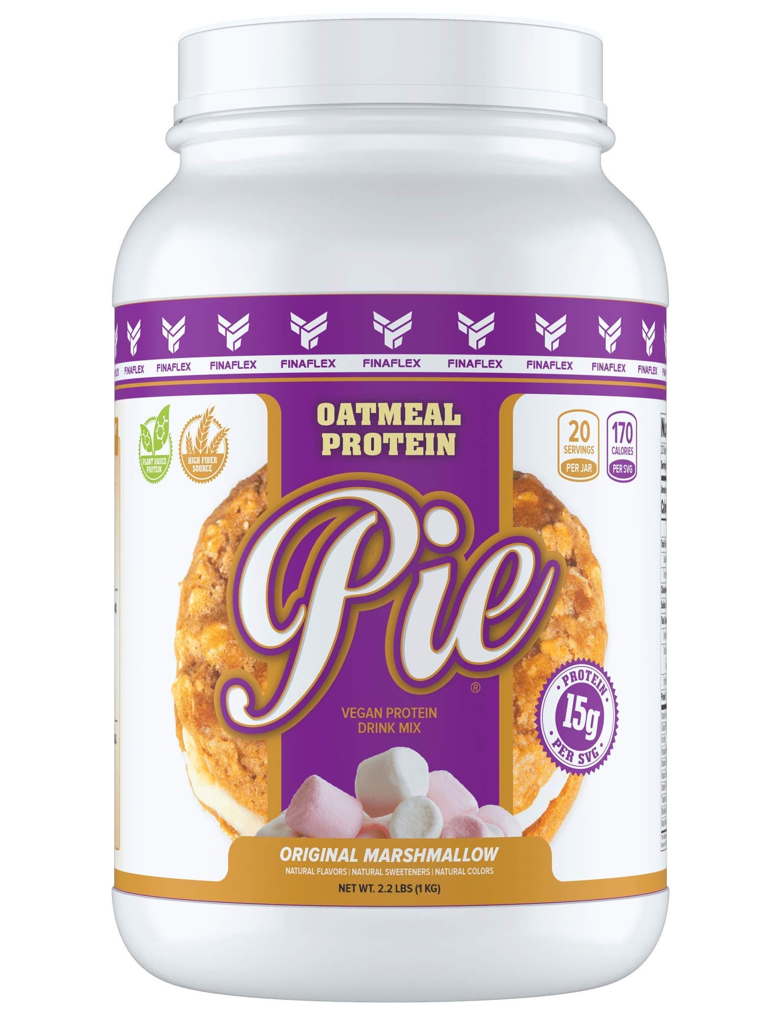 Oatmeal Protein Pie Powder, Vegan Oat Based Plant Protein Drink, 20+ Vitamins and Minerals, Promote Muscle Growth (Original Marshmallow, 2.2 pounds)
