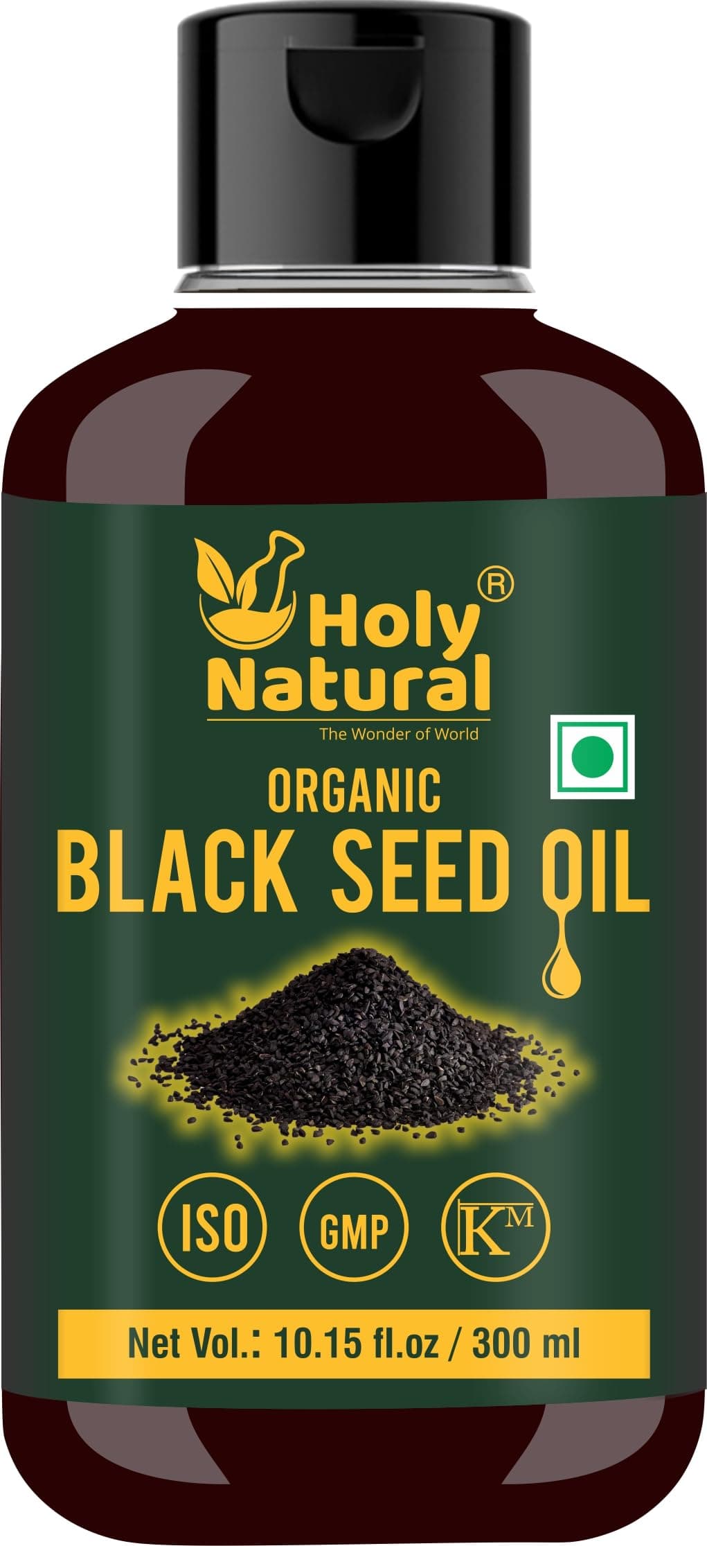 Holy Natural Organic Black Seed/Nigella Sativa/Kalonji Seeds Oil (300ml) | Cold-Pressed Oil For Edible, Hair & Skin Care | Improve Digestion, Immunity Booster | Hair Growth, Healthy Skin
