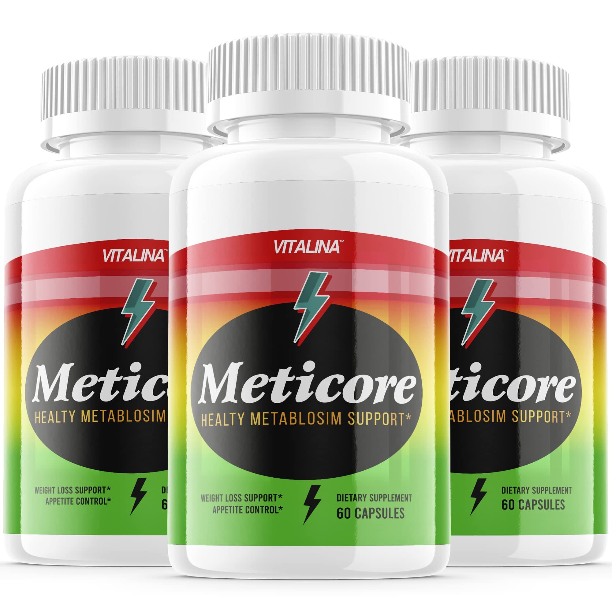 VITALINA (3 Pack) Meticore - The Official Meticore Healthy Metabolism Support Supplement, 3 Bottle Package, 90 Day Supply (180 Capsules)