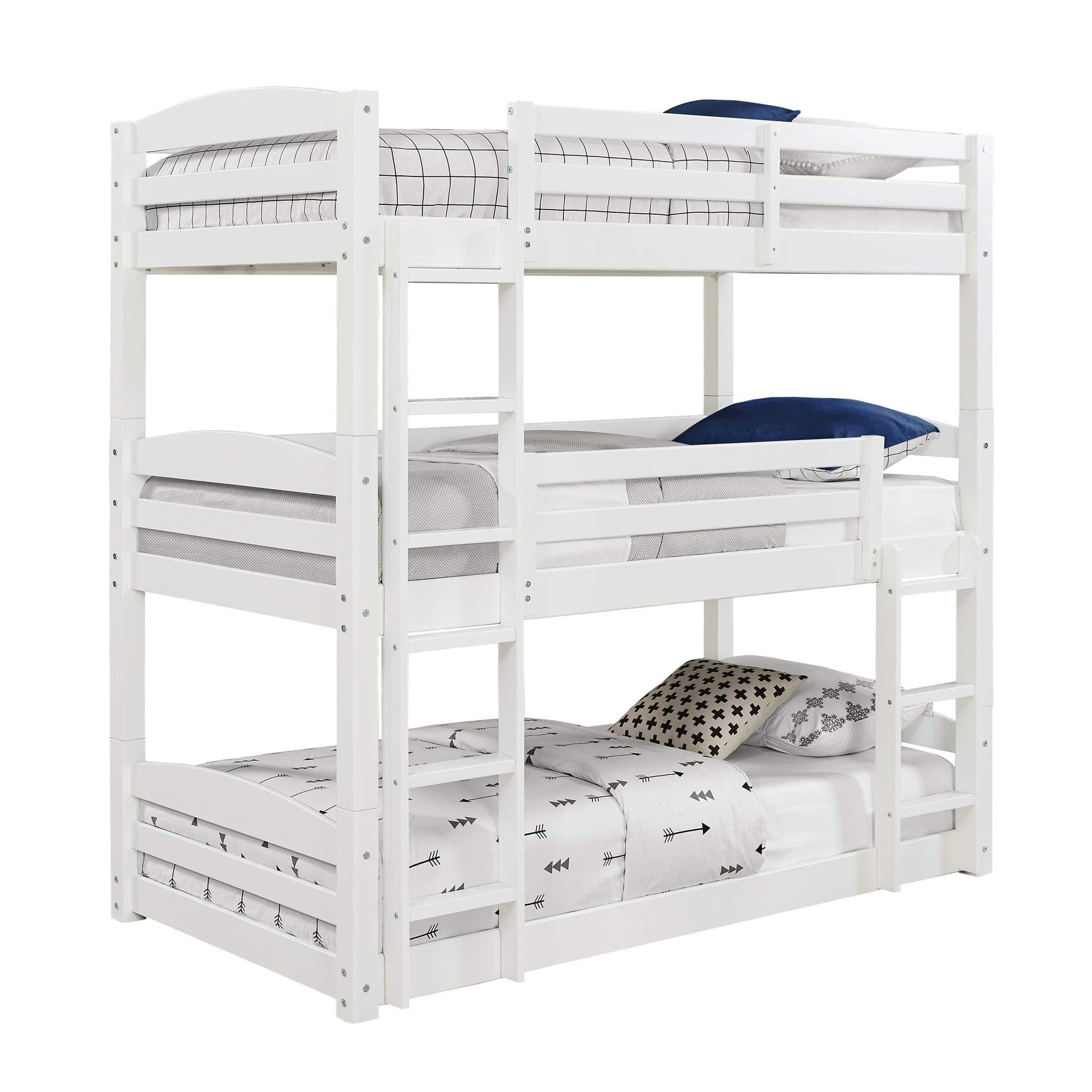 Dorel Living Sierra Traditional Wood Twin Triple Bunk Bed in White