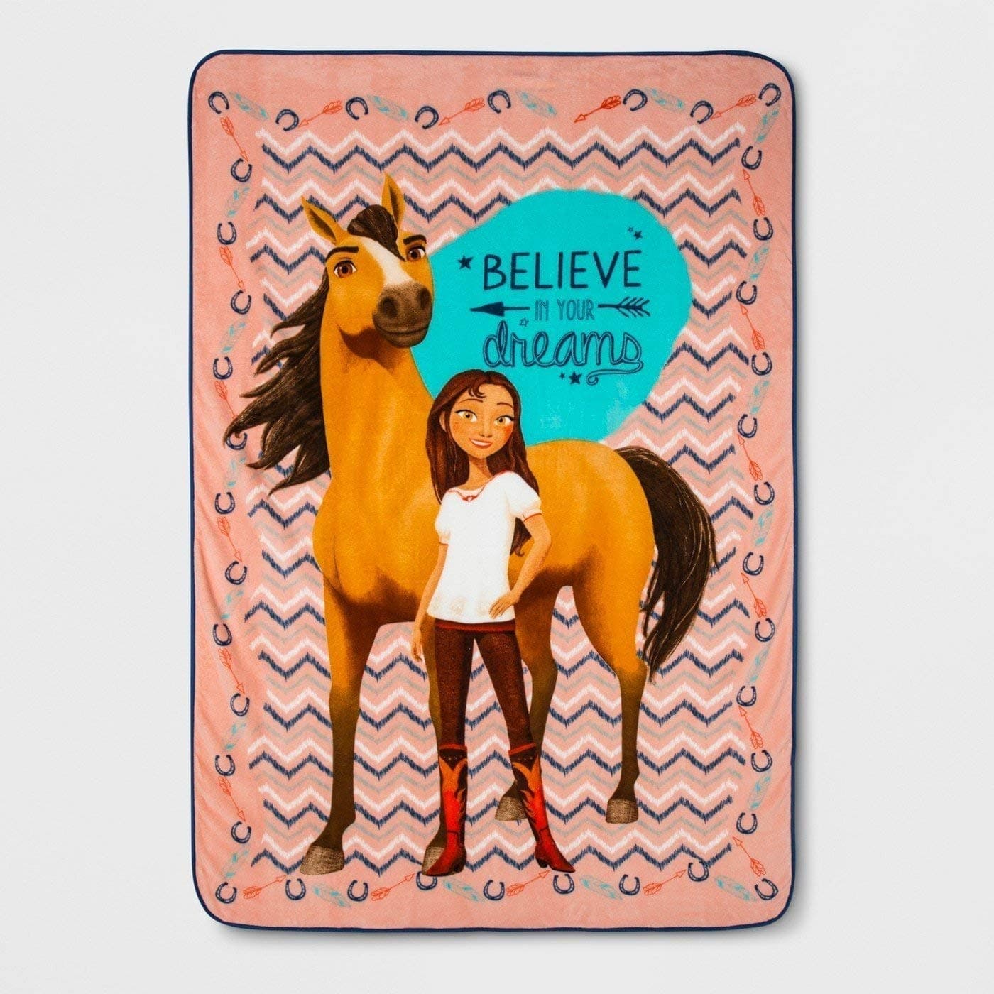 Dreamworks Spirit Riding Free Plush Bed Blanket 62" x 90" (Twin Size)