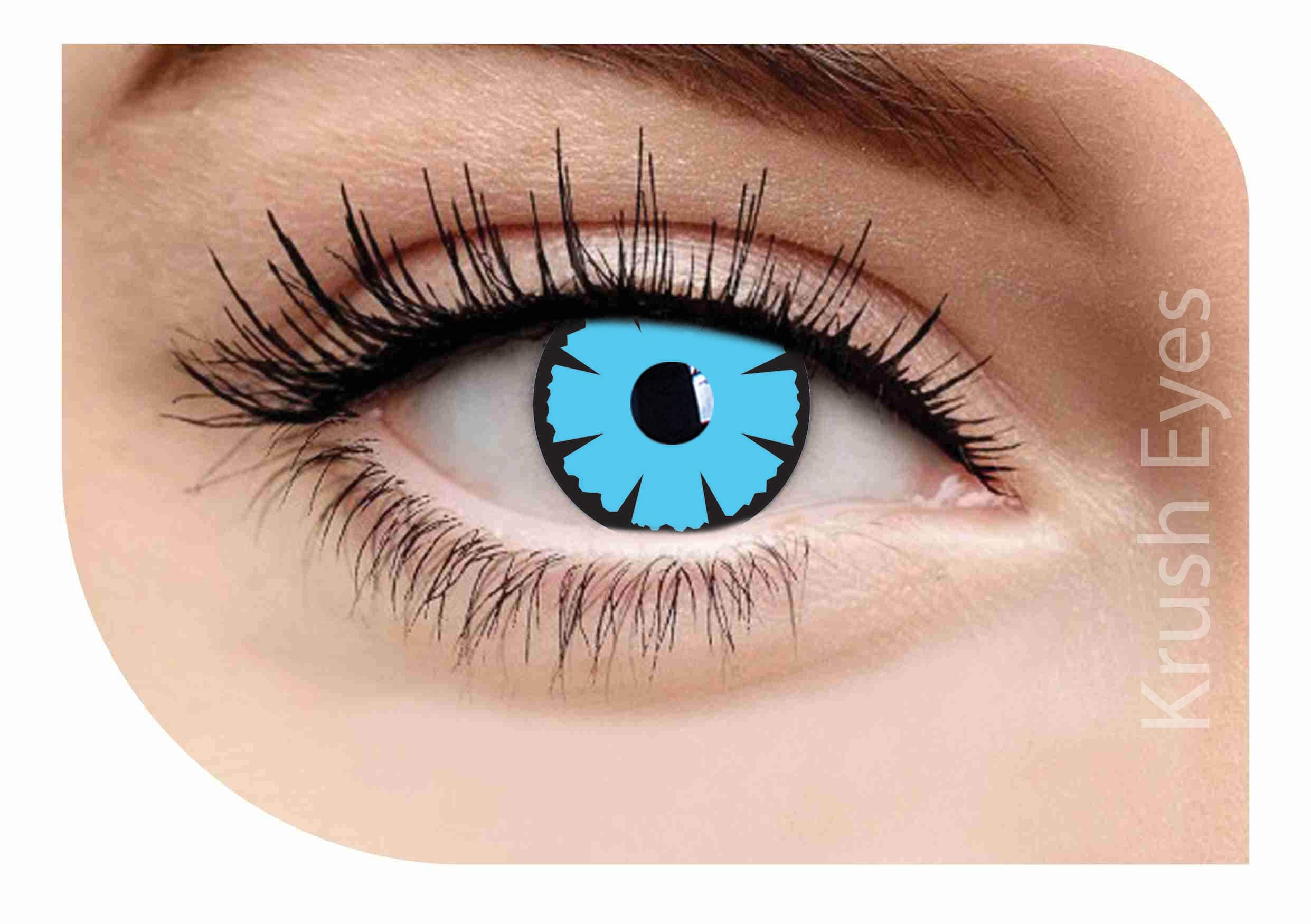 Krush Eyes Crazy Look Underworld Halloween Blue Eyes Coloured Contact Lenses with Lens Case