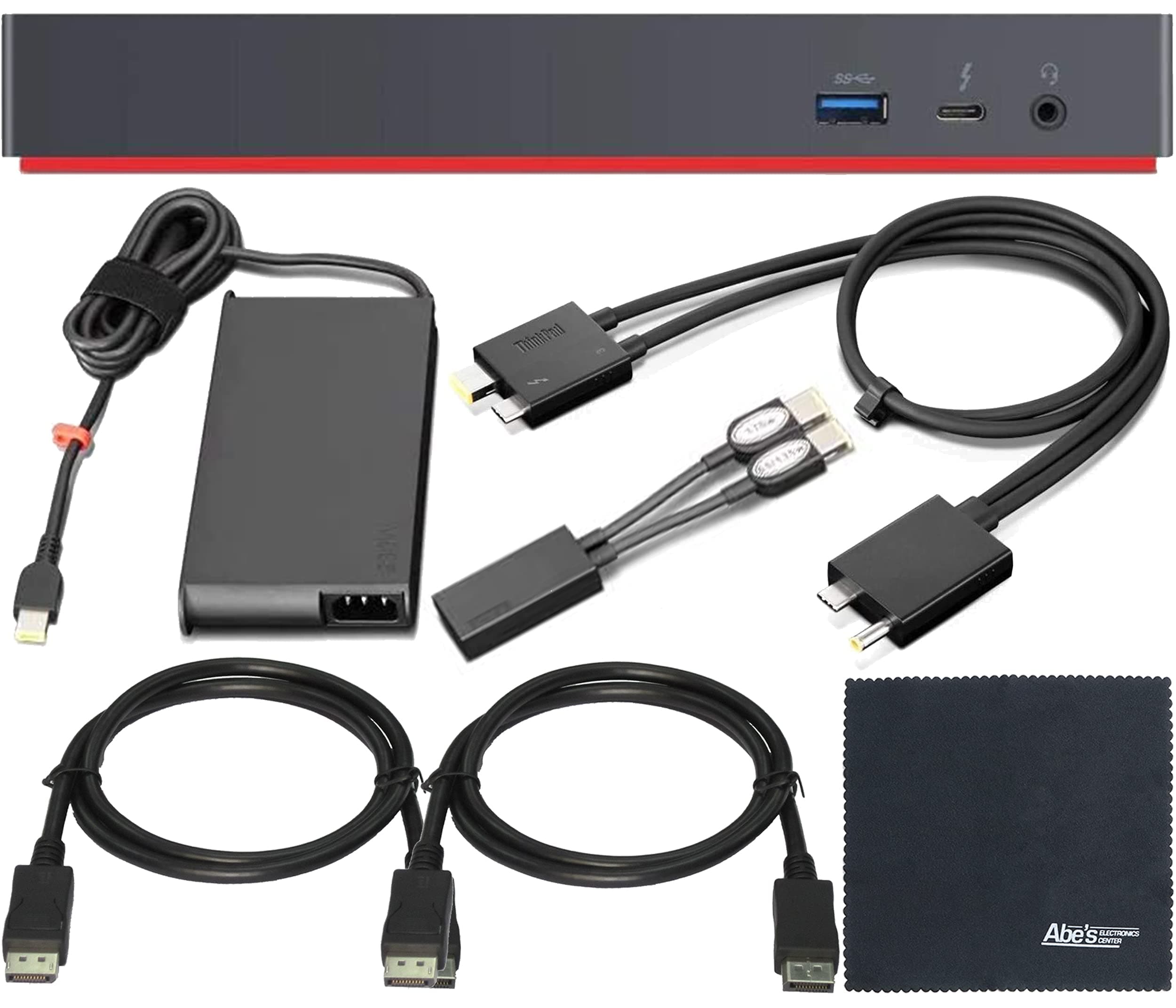 Lenovo Black 40ANY230US (1) Thunderbolt 3 Workstation Dock Gen 2 + (2) ZoomSpeed DisplayPort Cables + AOM Bundle