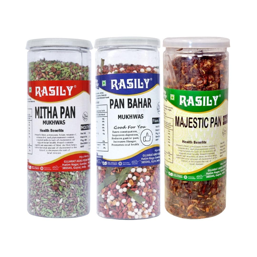 Rasily Mitha Pan , Pan Bahar, Majestic Pan Combo Mukhwas Traditional Mukhwas Mix Home Made Mouth Freshener, Digestive and Hygienically Packed After-Meal Snack.(Pack of 3 )