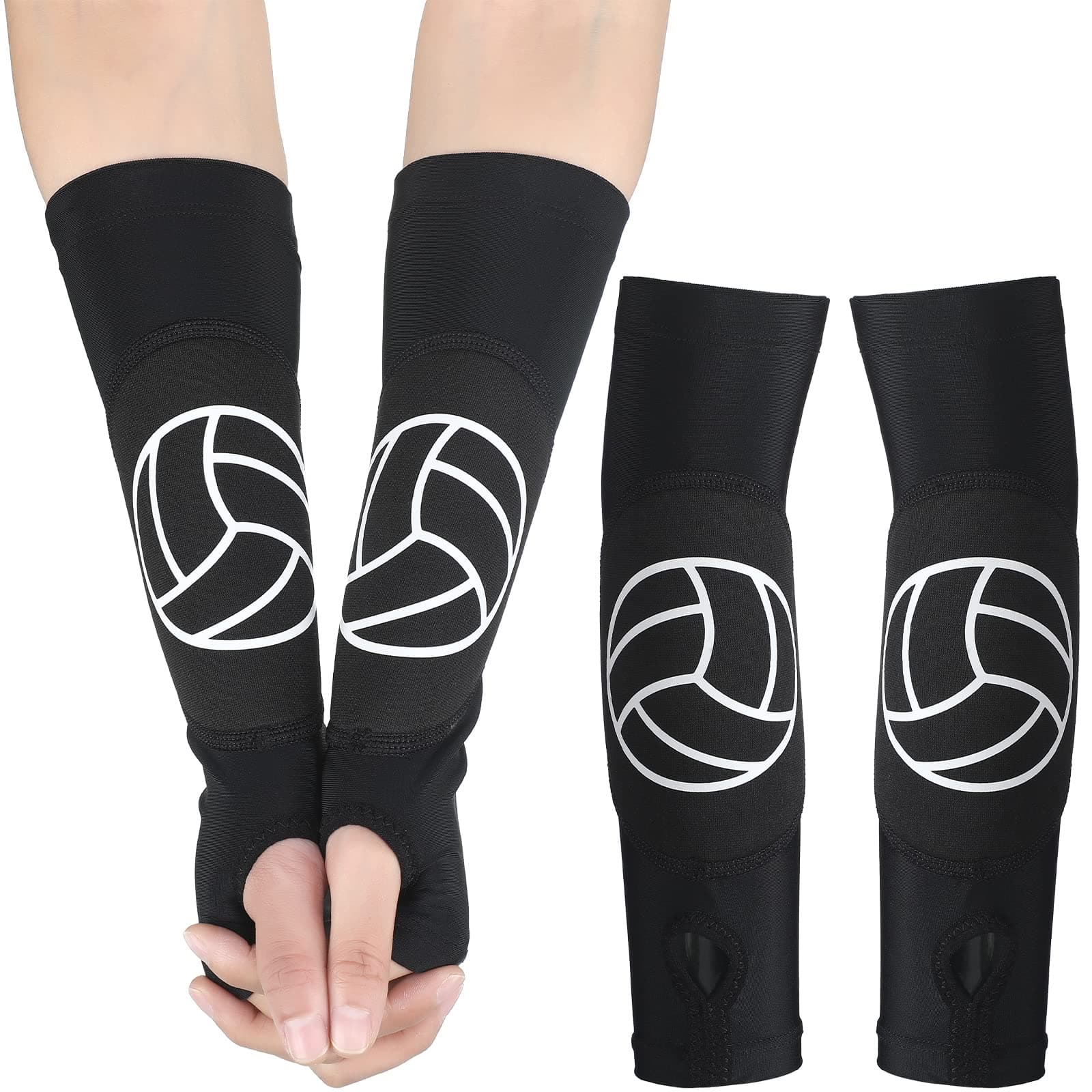 Minatee Volleyball Arm Sleeves Passing Hitting Forearm Sleeves with Protection Pads and Thumb Hole Padded Volleyball Sleeves