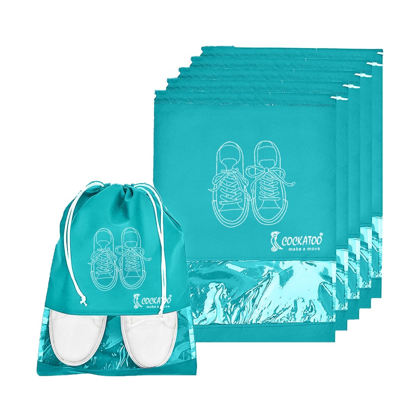 Cockatoo Shoe Bag for Travel & Storage, Women & Men, Travelling Shoe Storage Bag, Shoe Storage Organizer Bag - Pack of 6 Shoe Pouch(13 x 17.32 Inch)