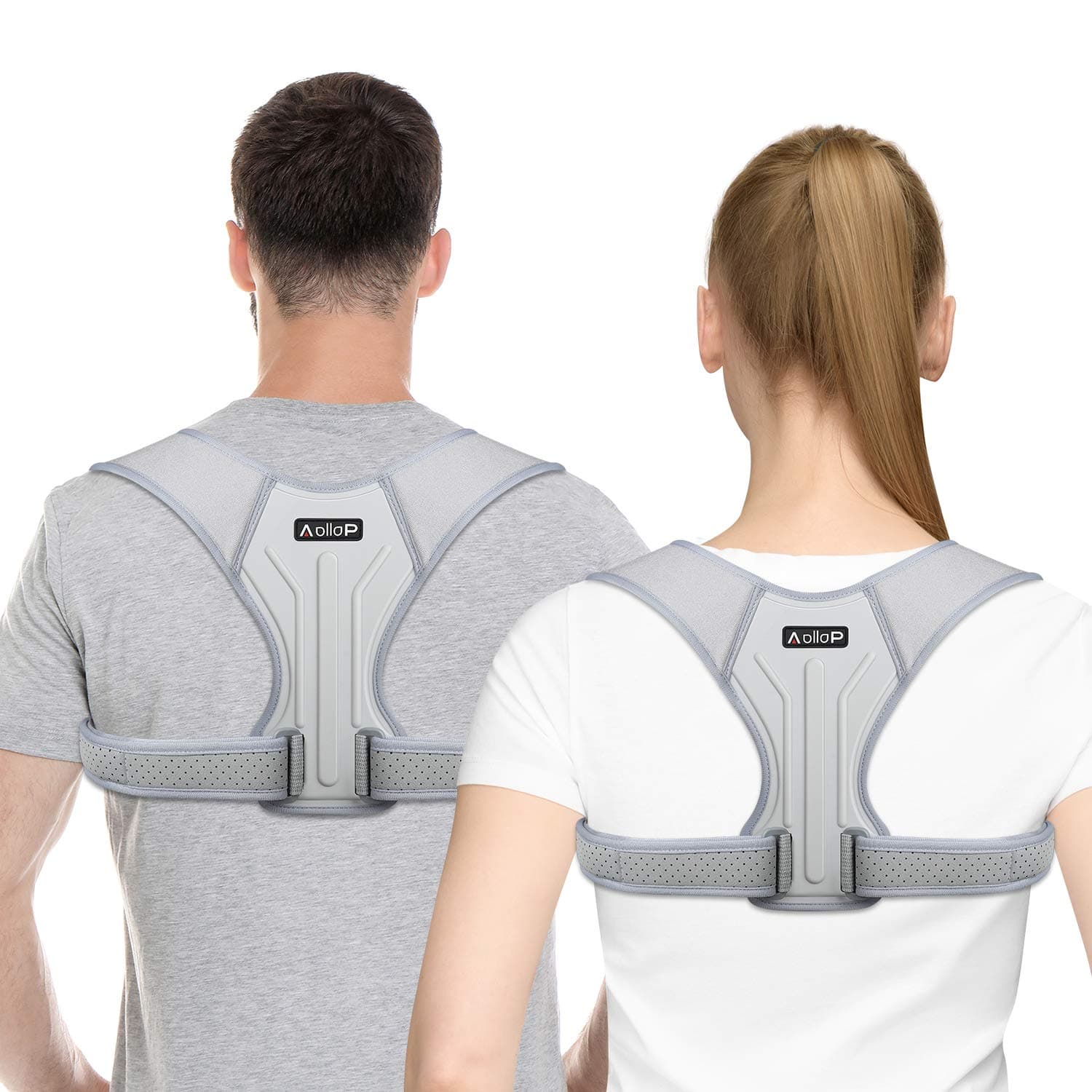 Aollop Posture Corrector for Men and Women Posture Trainer Upper Back Brace for Clavicle Support, Adjustable Back Straightener and Providing Pain Relief from Neck Back Shoulder (Universal) Grey