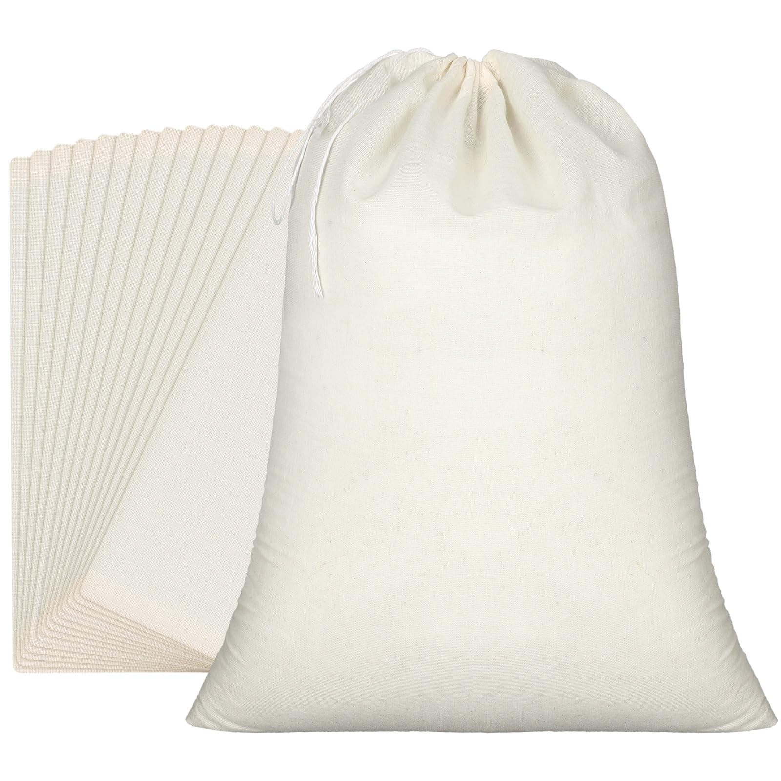 Pangda 15 Pcs Muslin Bags 22 x 24 Inch, Large Cotton Drawstring Bags Fabric Gift Pouches Bulk Reusable Grocery Pouches for Jewelry Party Favors Wrapping Home Storage DIY Craft
