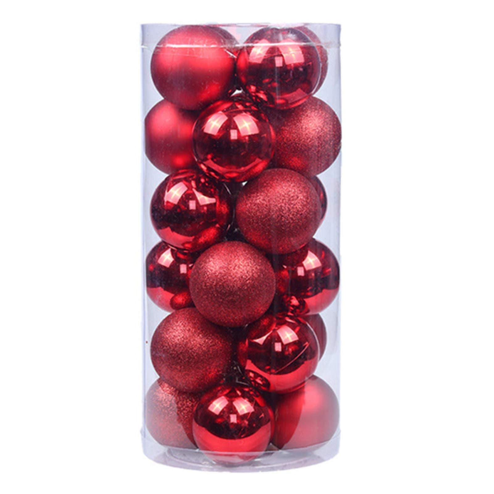 Christmas Baubles, 24 pcs Christmas Balls Ornaments for Christmas Tree Small Shatterproof Hanging Ball Baubles for Xmas Holiday Wedding Party Decorations Home Festival Decors Xmas Gifts Red 3cm