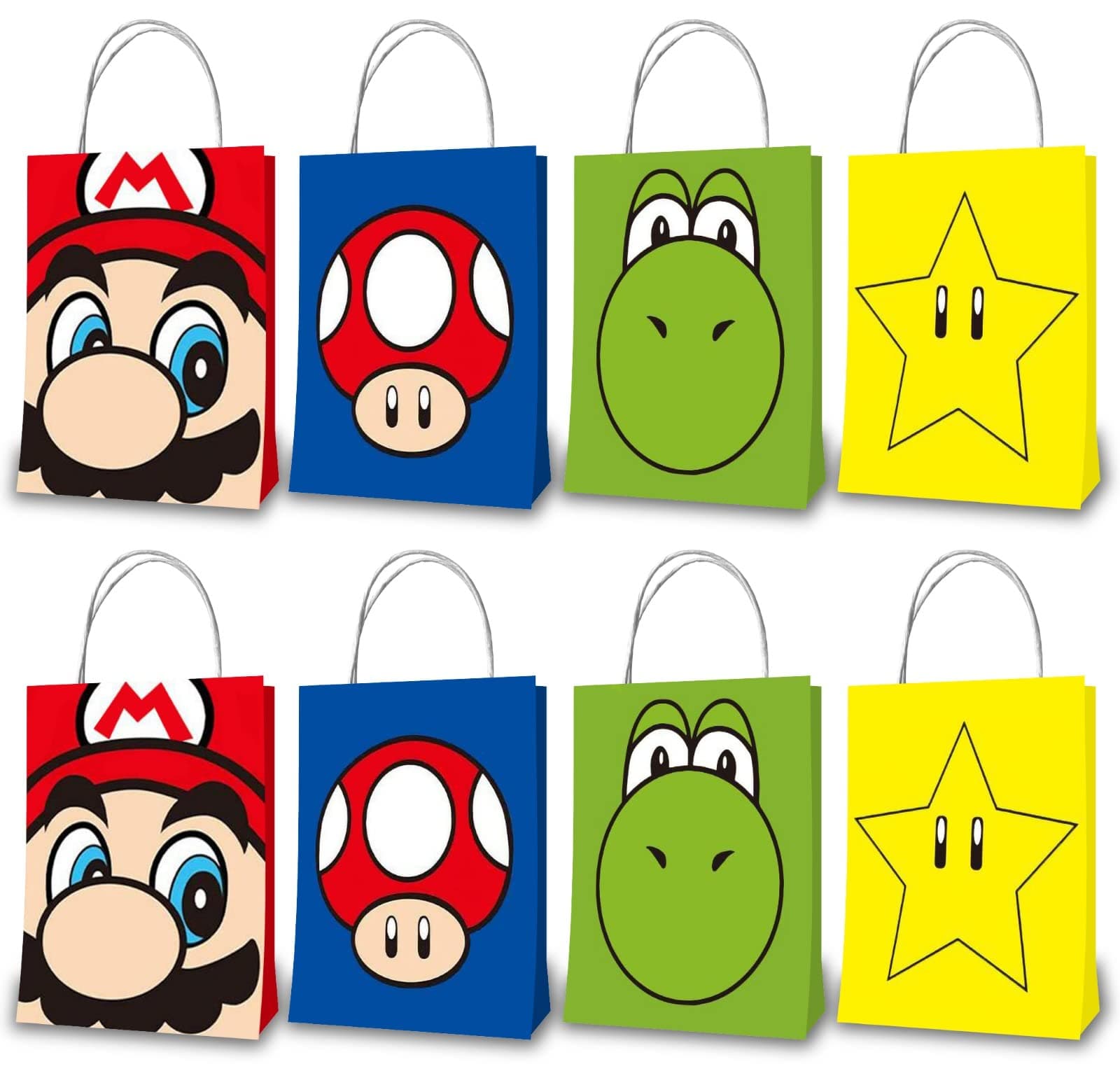16x Super Mario Party Favors Bags – Birthday Party Gift Bags for Kids, Party supplies