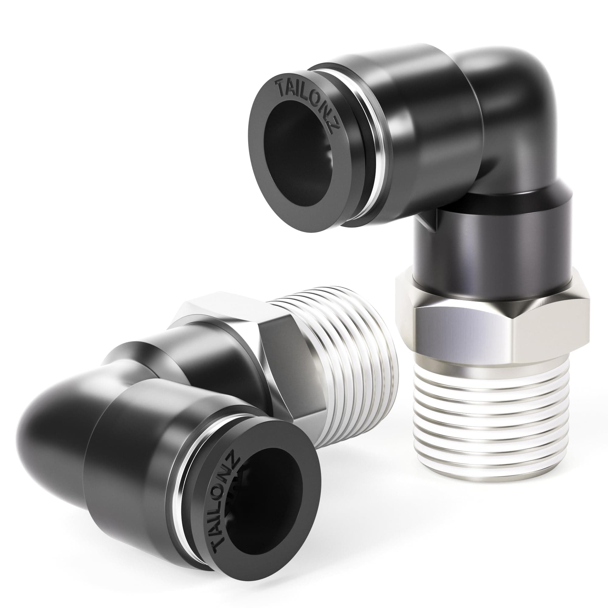 Male Elbow 5/16 Inch Tube OD x 1/8 Inch NPT Thread 90 Push to Connect Fittings PL-5/16-N1 (Pack of 10)