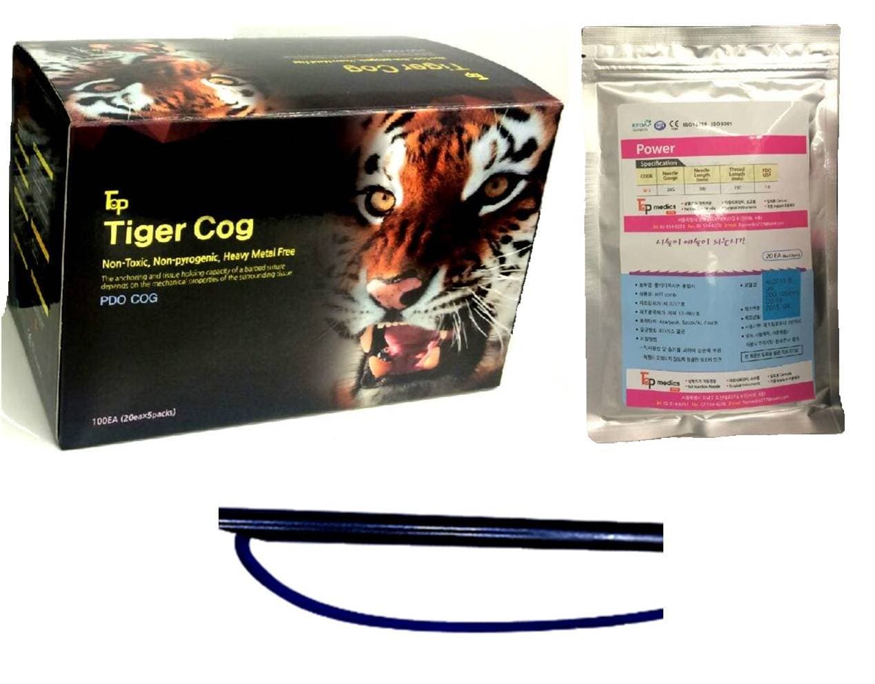 Tiger PDO thread lift KOREA face/whole body MONO 10 packs (100 pcs) (29G60/90 )