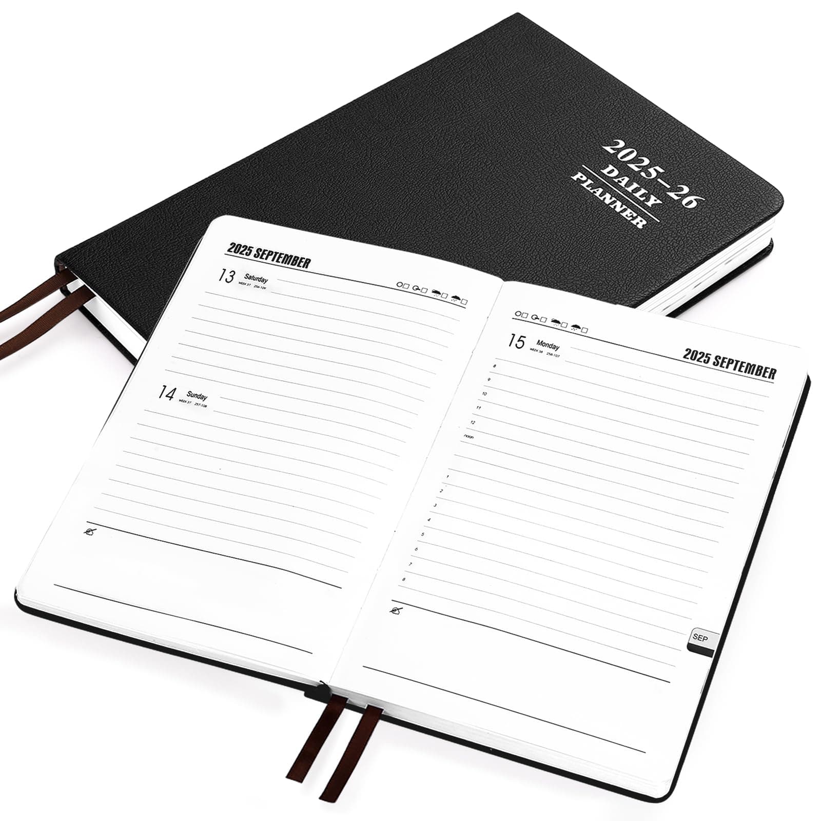 KESOTE 2025-2026 Academic Daily Planner - One Page a Day, July 2025 - June 2026 Diary 5.7 x 8.3" Hardcover Weekly Monthly Planner Agenda 12 Month, A5 Diary Notebook Planner, Black