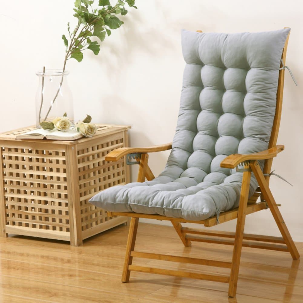 YEARLY Rocking chair cushions, Lounge Chair cushions Thicken Lengthen Folding Wicker Chair pads Patio Furniture Overstuffed Bench cushion-gray 48x125cm(19x49inch)