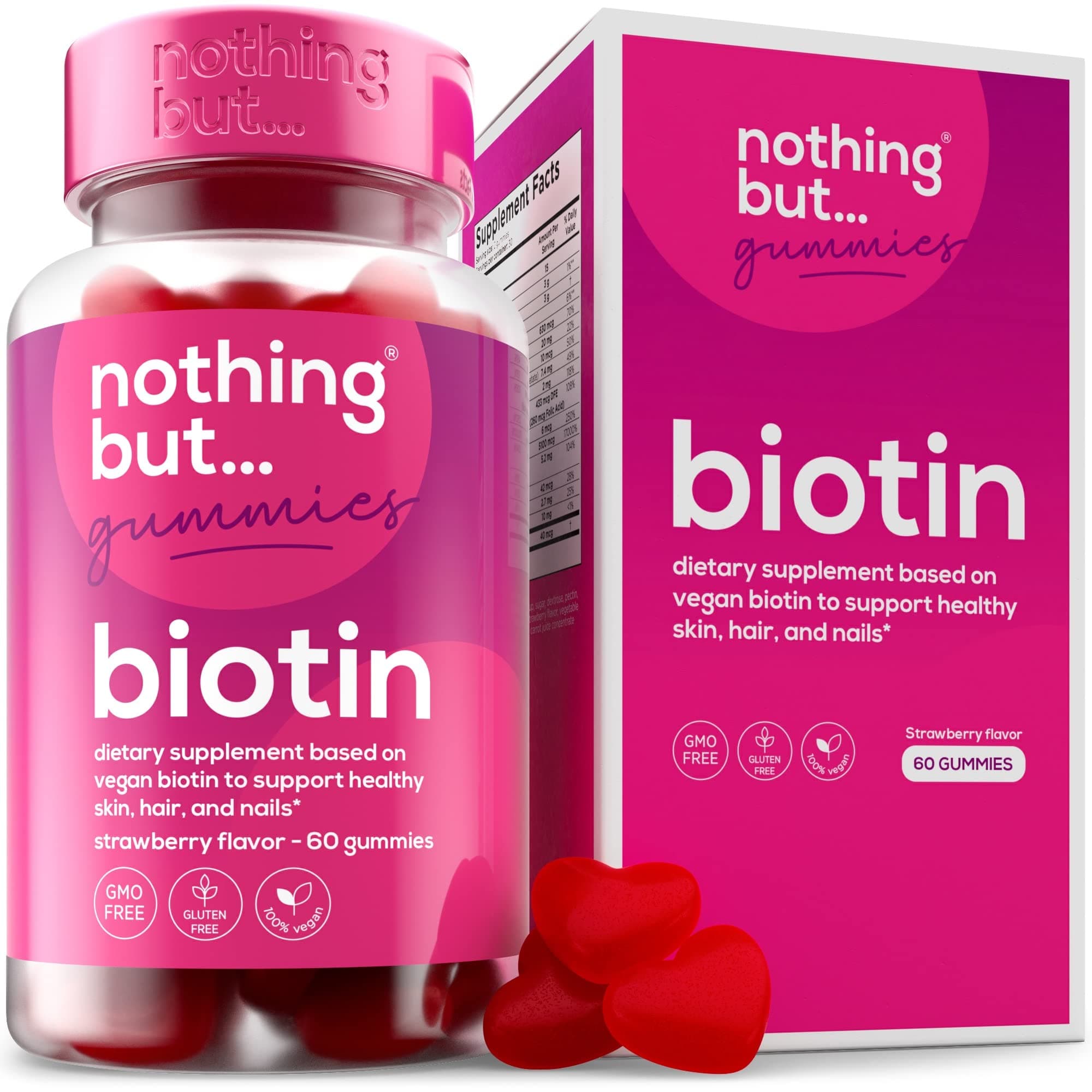 Biotin Gummies for Healthy Hair, Skin and Nails Vitamins for Women – Biotin Supplements - with Vitamins A, C, E & D, Biotin Hair Growth Vitamins, Hair Vitamins, Hair Growth Supplement, 60 Gummies