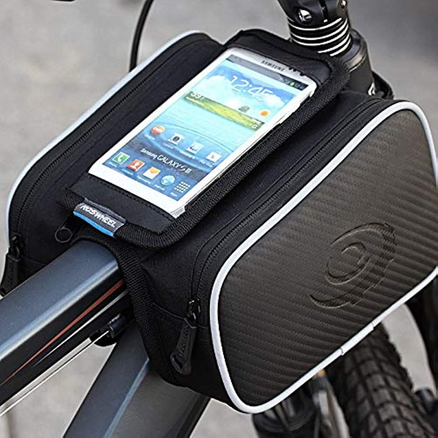 eWINNER 1.8L Cycling Bike Bicycle Bag Tube Top Front Frame Bag Pannier Double Pouch for 4.8in Cellphone