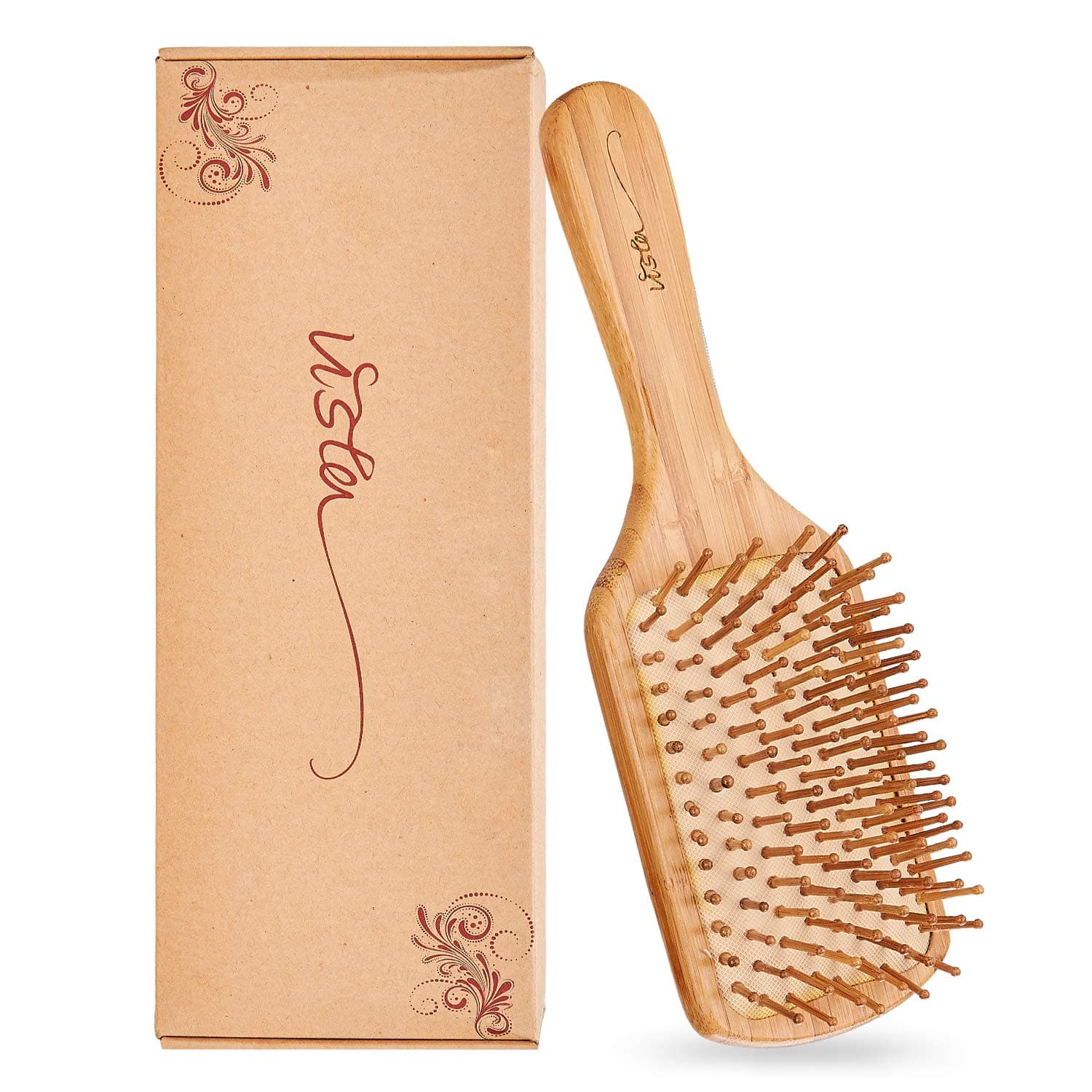 Hair Brush Bamboo Hairbrush For Long,Thick,Curly,Wavy,Dry or Damaged Hair, Paddle Hair Brush Reducing Hair Breakage and Frizzy, No More Tangle