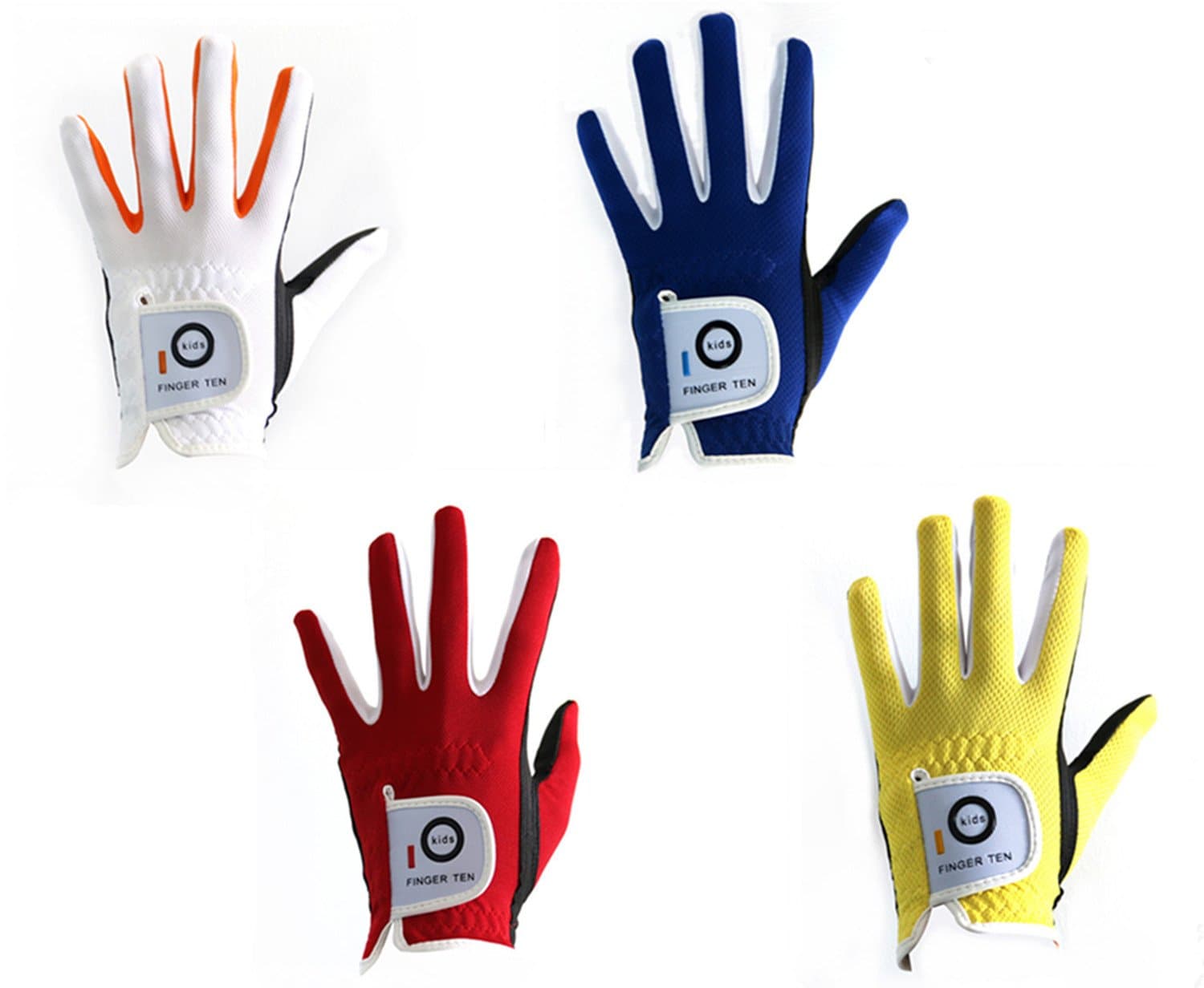Golf Gloves Junior Kids Youth Toddler Boys Girls Left Hand Right Hand Dura Feel White Blue Red Yellow Golf Glove Extra Value 2 Pack Age 4-11 Years Old