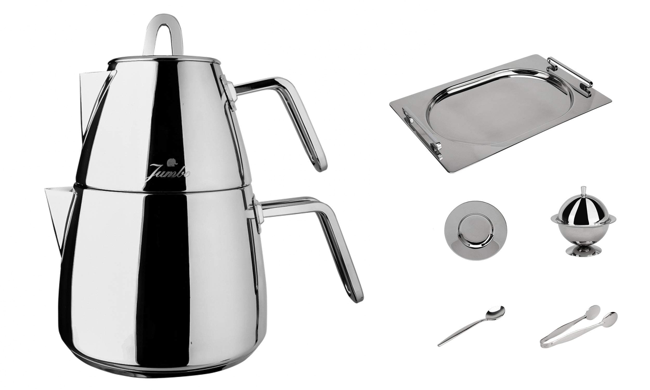Stainless Steel Turkish Teapot Samovar - 18/10 Jumbo Premium Quality Tea Kettle for Stove Top INOX Medium Size 1.8 Lt