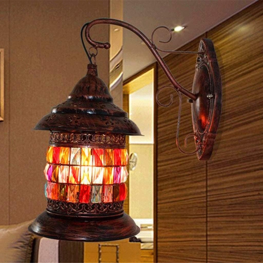 n/a Southeast Asian retro wall lamp Thai style coffee shop hotel aisle wall lamp personalized handmade iron art wall lamp