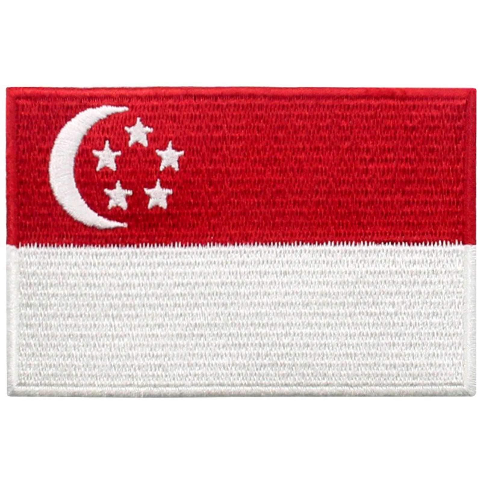 Singapore Flag Patch Embroidered Applique Iron On Sew On Singaporean National Emblem