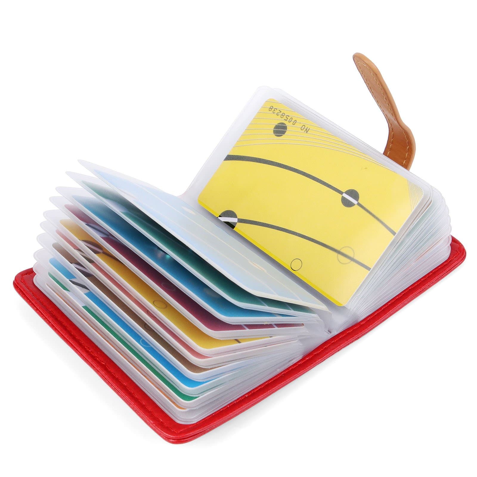 10 Colors Credit Card Holder Credit Card Wallets for Women Men Leather 26 Card Slots (Red#2)