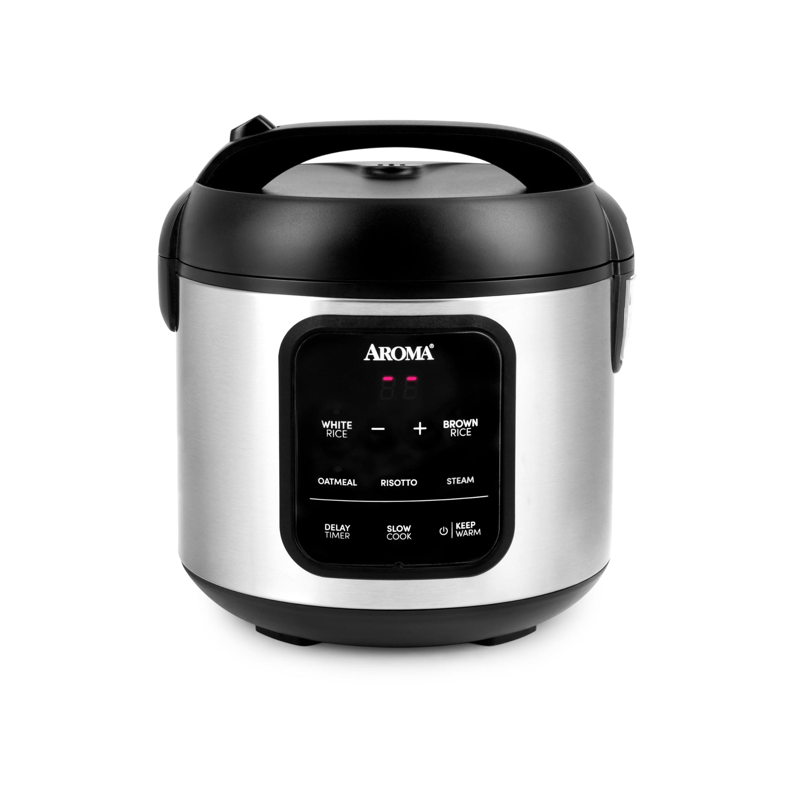 Aroma Housewares Digital Rice Cooker, 4-Cup (Uncooked) / 8-Cup (Cooked), Steamer, Multicooker, Slow Cooker, Oatmeal Cooker, Auto Keep Warm, 2 Qt, Stainless Steel Exterior