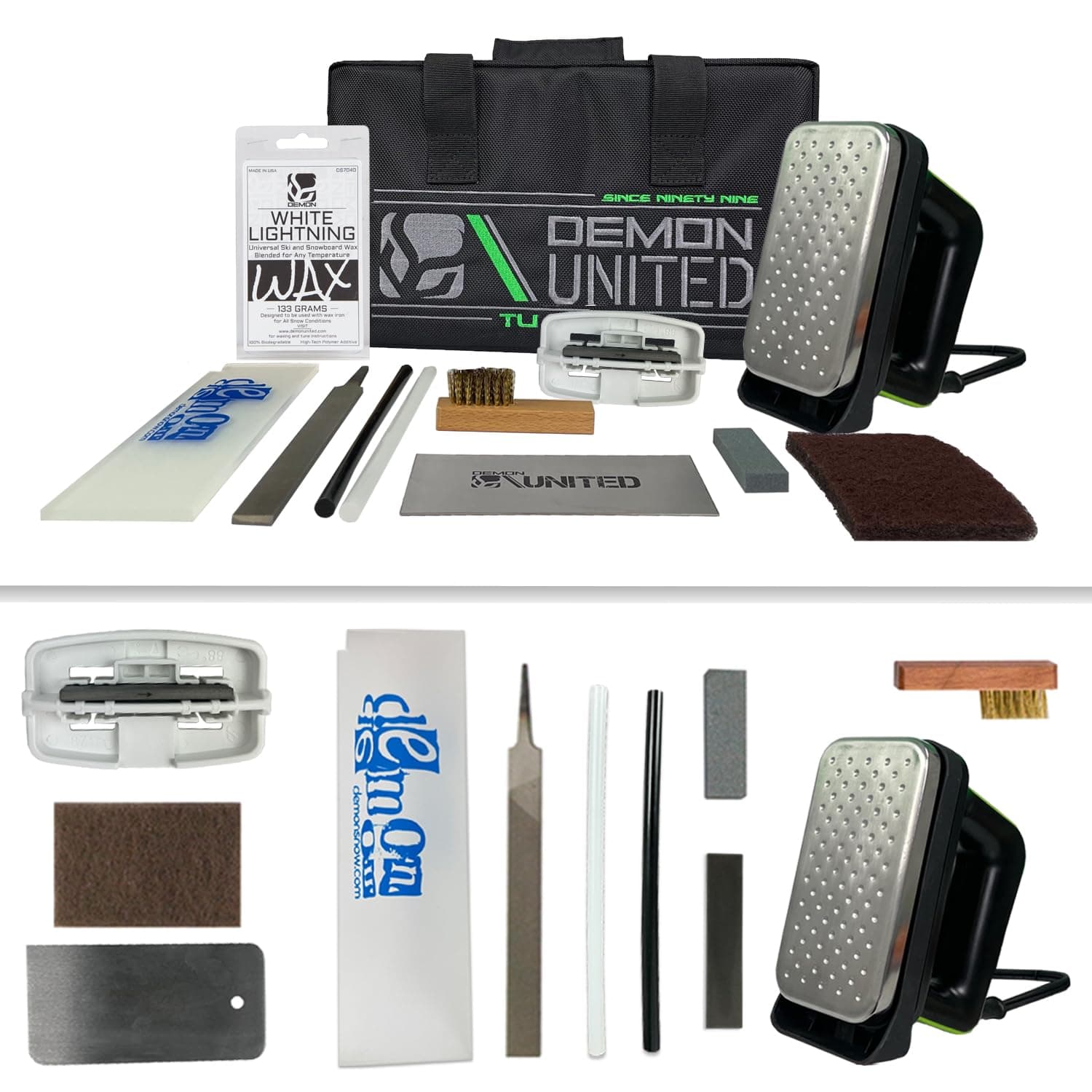 Demon Complete Basic Tune Kit with Wax- Everything Needed to do a Basic Tune and Wax for Your Skis and Snowboard