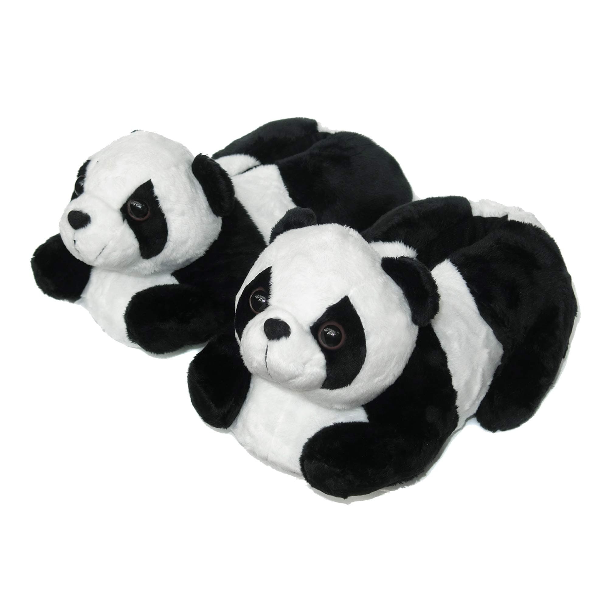 OnmygogoIndoor Fuzzy Winter Animal Panda and Cow Plush Slippers for Adult Women Men Boys Girls Kids