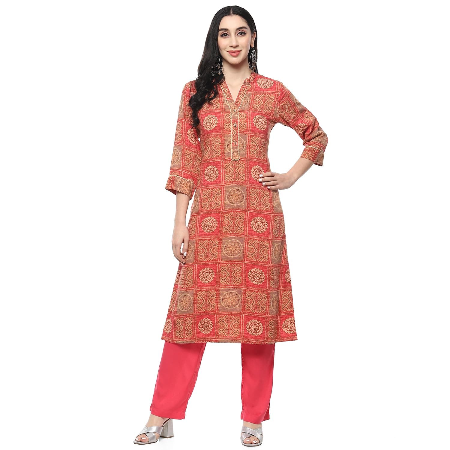 BIBA Women Rayon Straight Fit Kurti