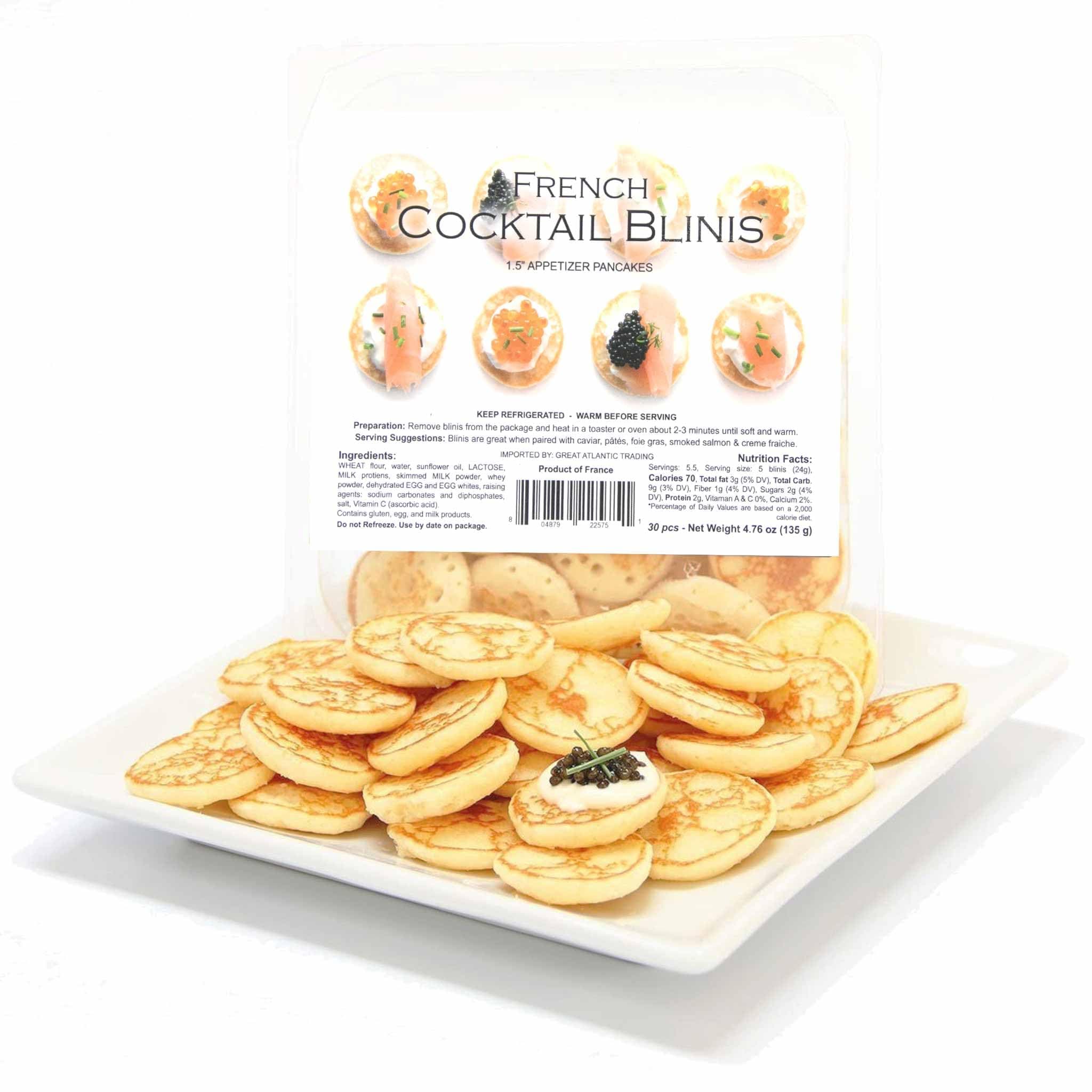 French Cocktail Blinis for Caviar - Frozen Appetizer Pancakes for Specialty Foods - 1.25 inch / 30 per pack (4.76 ounce (136 grams))