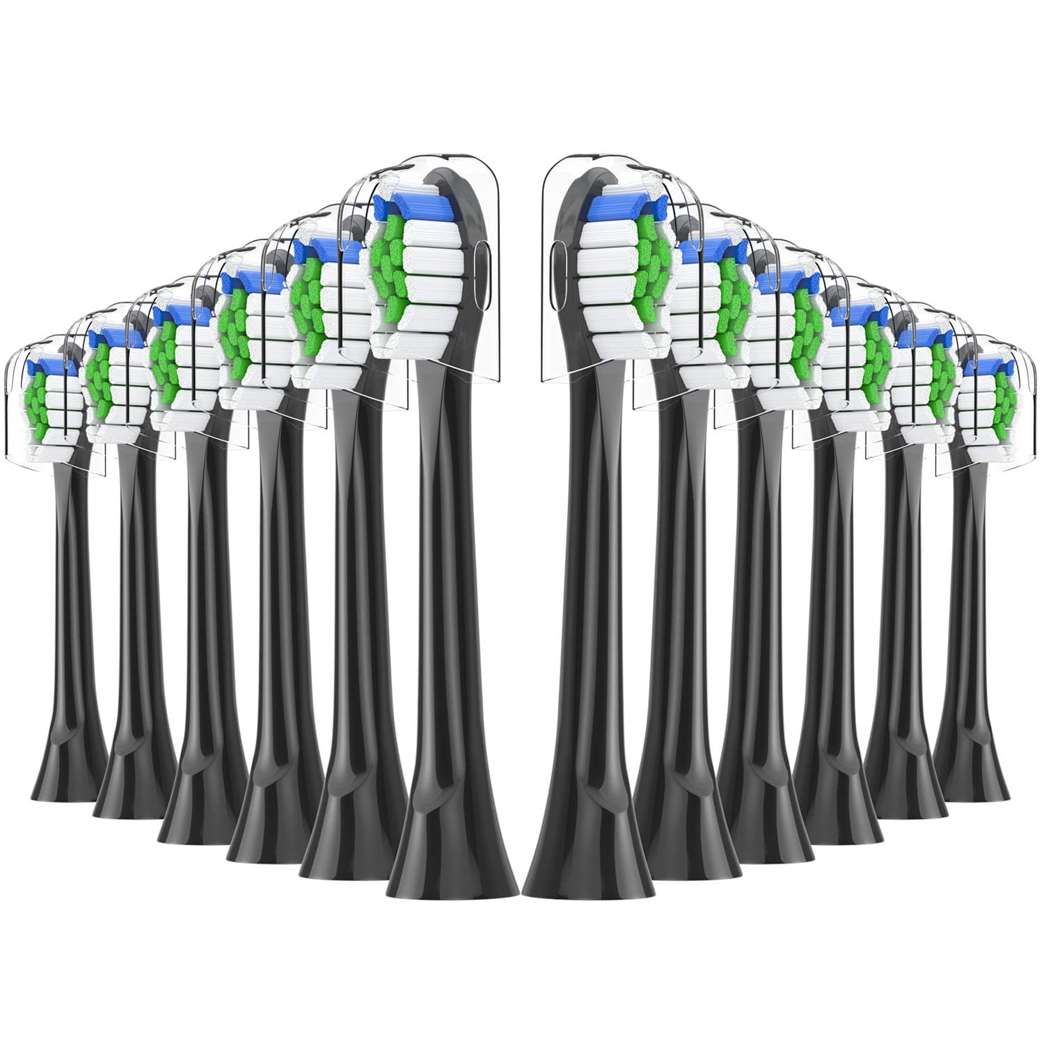 Replacement Toothbrush Heads Compatible with Philips Sonicare Electric Toothbrush -Brush Head for DiamondClean Protectiveclean 2 Series Dailyclean Plaque Control, 12Pack (12 Black)