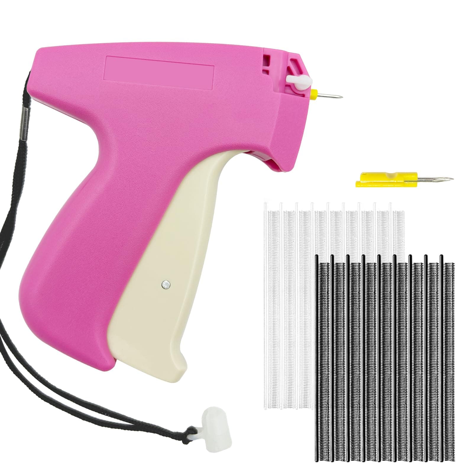 Stitch Gun for Clothes - Handheld Fine Stitch Gun Quick Clothing Fixer - Includes 6pcs Fine Needles, 500 Black Fasteners & 500 White Fasteners - Tag Gun for Clothes