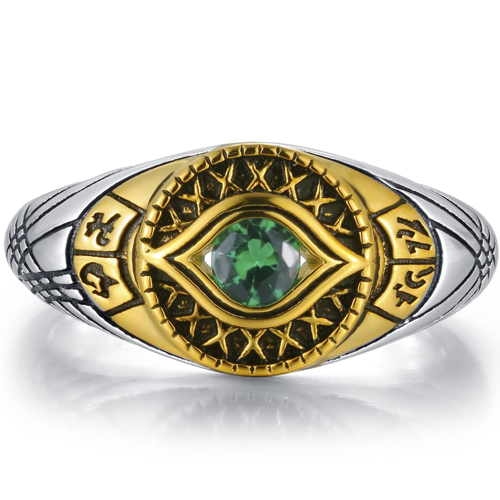 PurreenEye of Agamotto Time Stone Infinity 18K Gold Plated 925 Sterling Ring, Multicolor