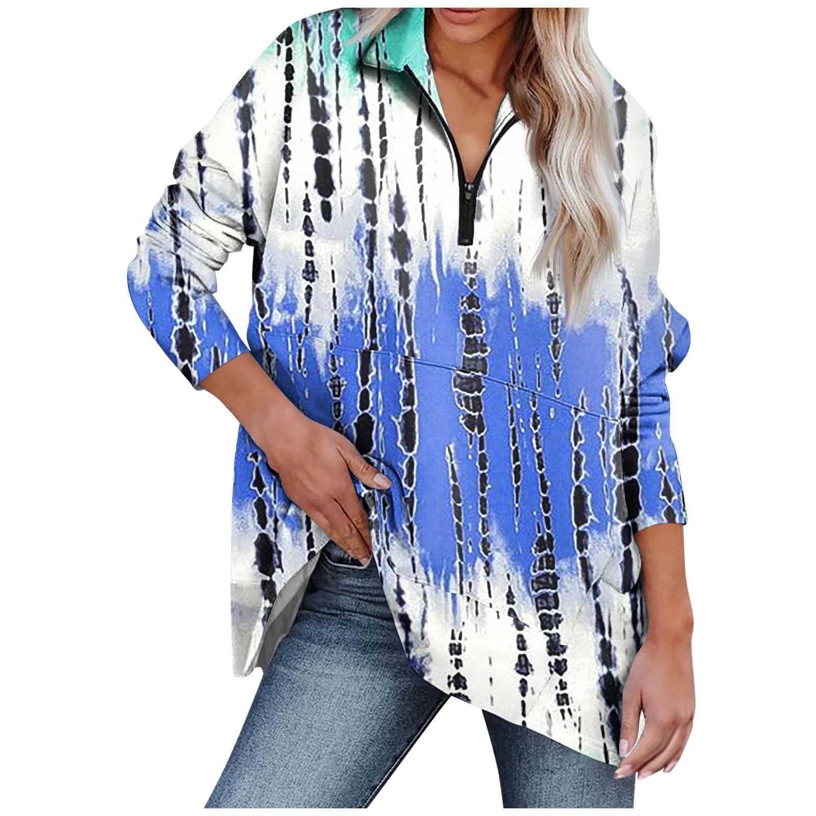 Half Zip Pullover Women Fall Graphic Western Sweatshirts Loose Fit Long Sleeve Lapel Collar Trendy Tees Clothes