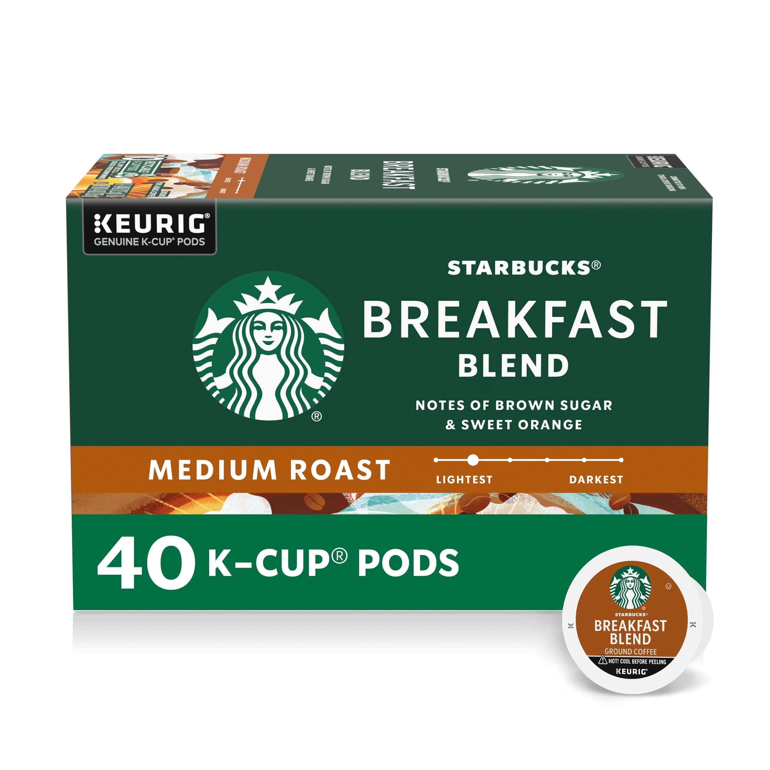 K-Cup Coffee Pods, Medium Roast Hot or Iced Coffee, Breakfast Blend, 40 Keurig Pods