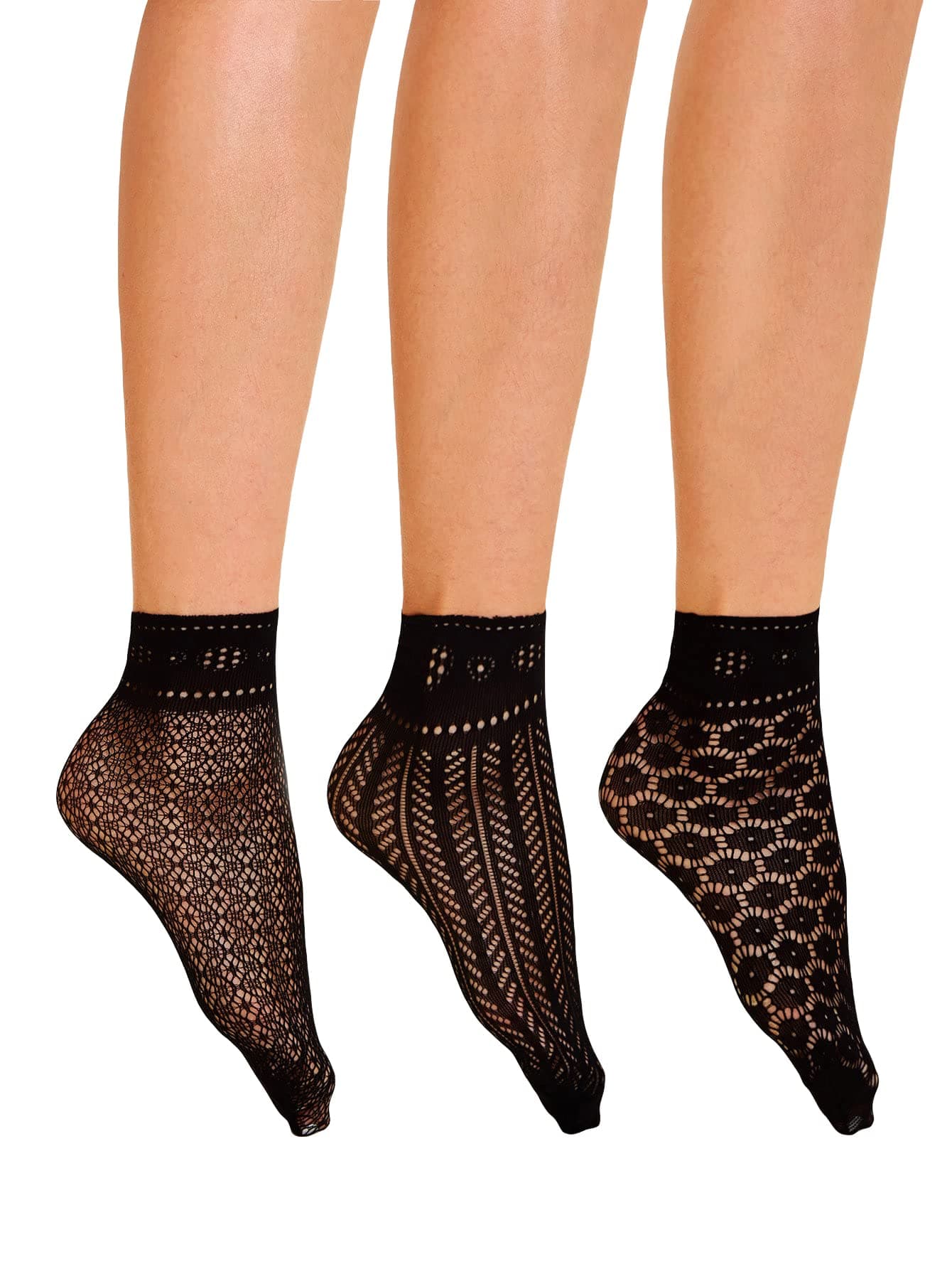 Verdusa Women's Fishnet Floral Lace Transparent Socks