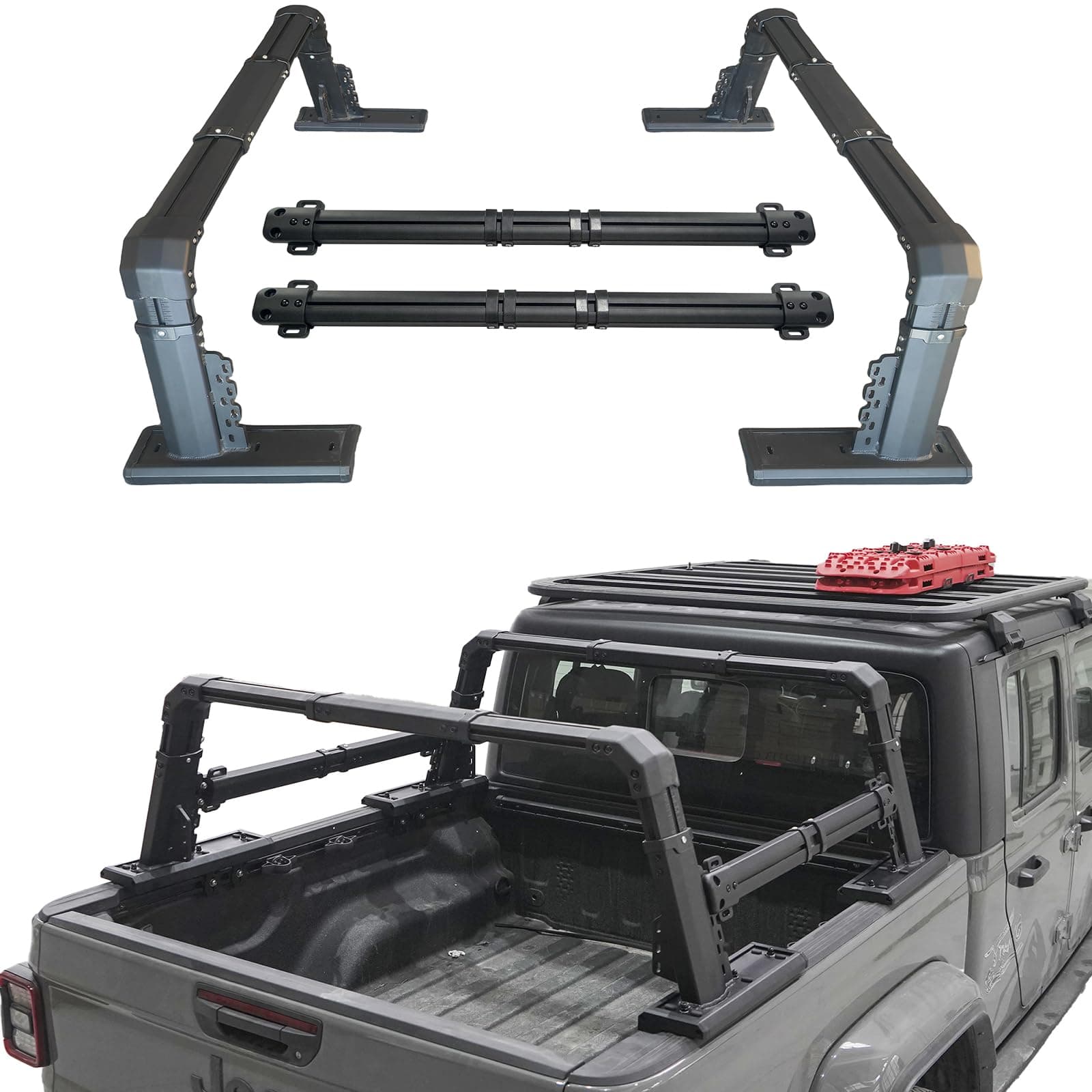 Universal Extendable Pick-Up Truck Rack Bed Rack Aluminum (Except Hyundai Santa Cruz)