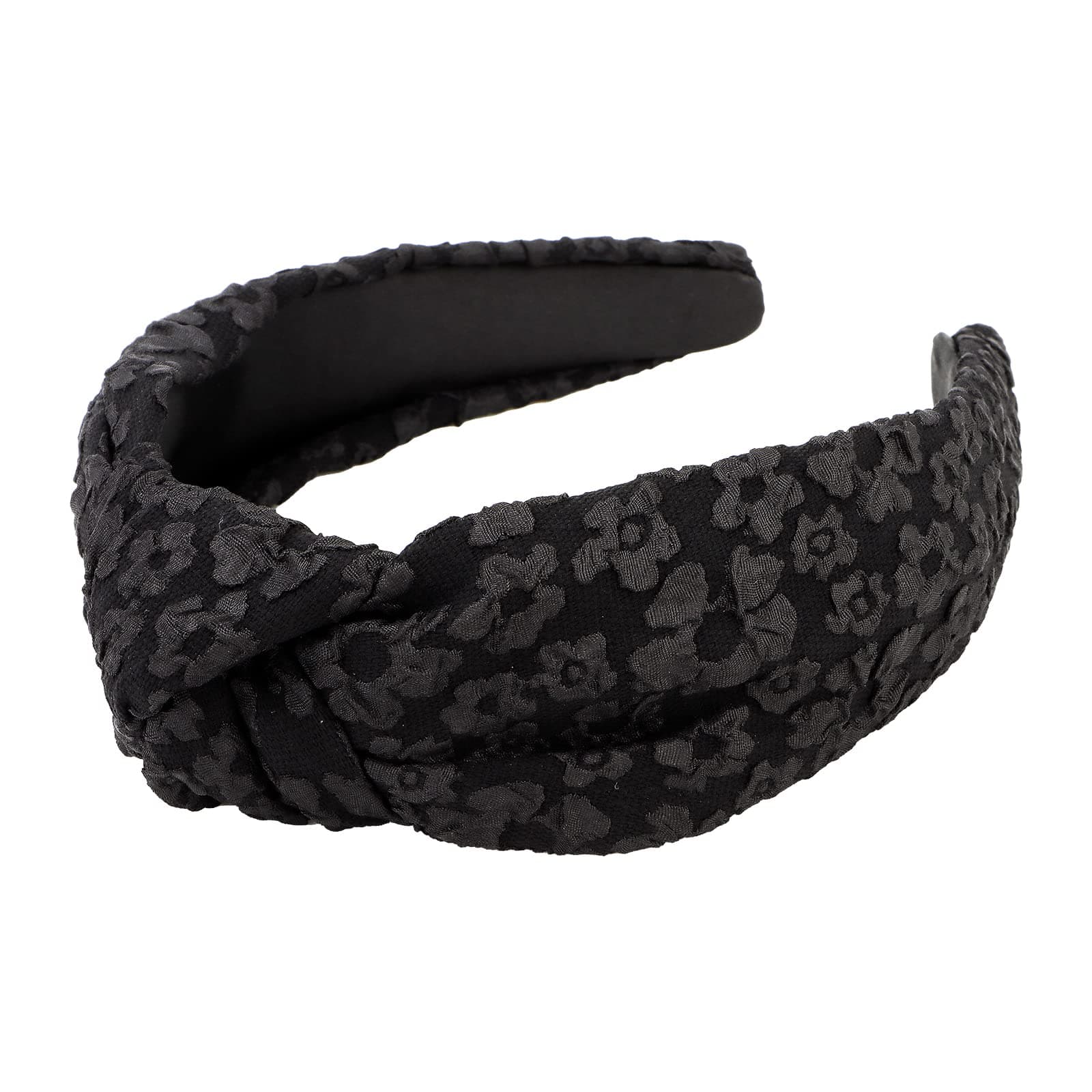 ACO-UINTBlack Headbands for Women, Non-slip Knotted Headbands Wide Head Bands for Women's Hair, Top Knot Headbands Flower Pattern Hairbands Hair Accessories for Women Girls