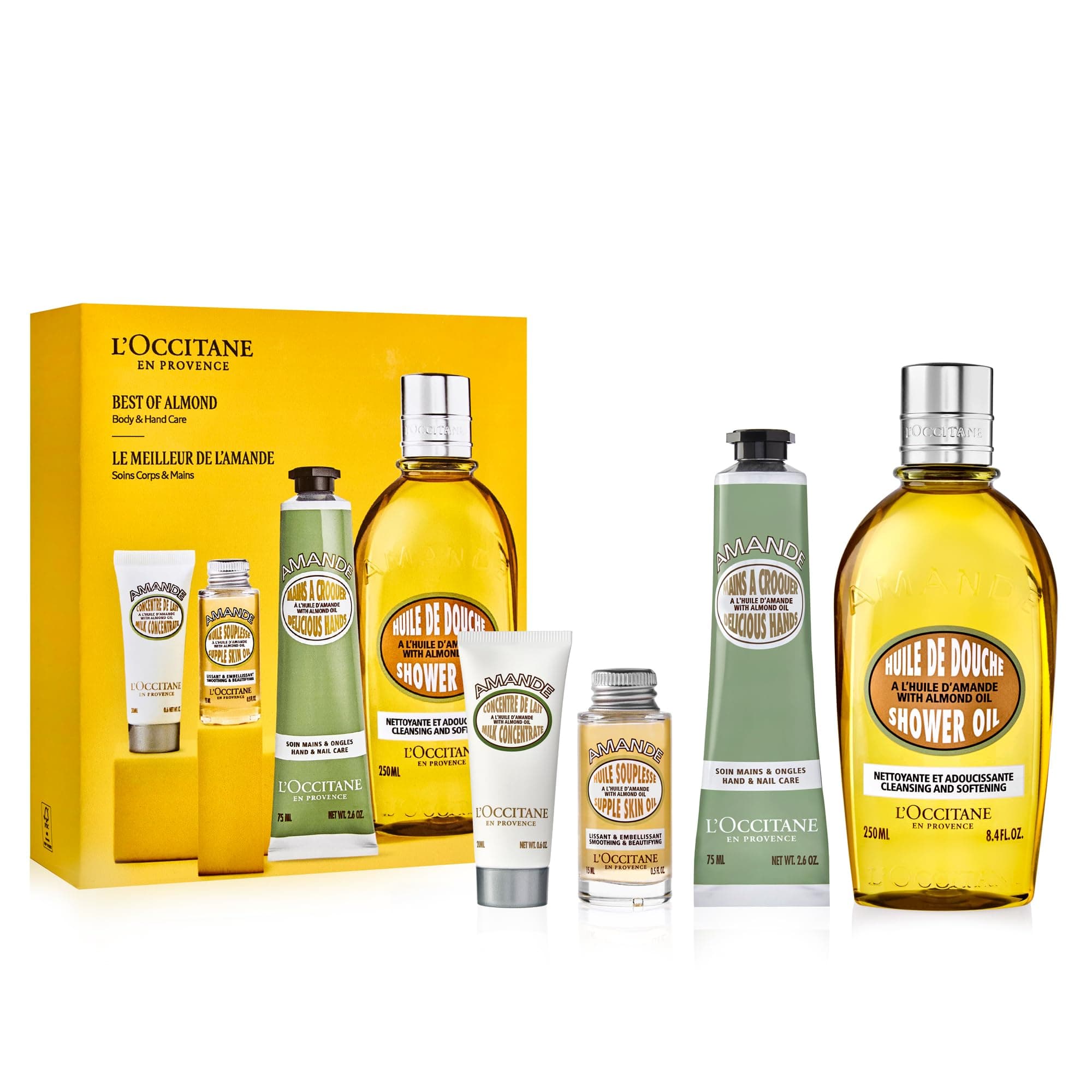 Almond Greatest Hits: Cleansing Shower & Supple Skin Oils, Moisturizer & Hand Cream, Purifies, Hydrates, Smooths Skin, Bath & Body Gift Set